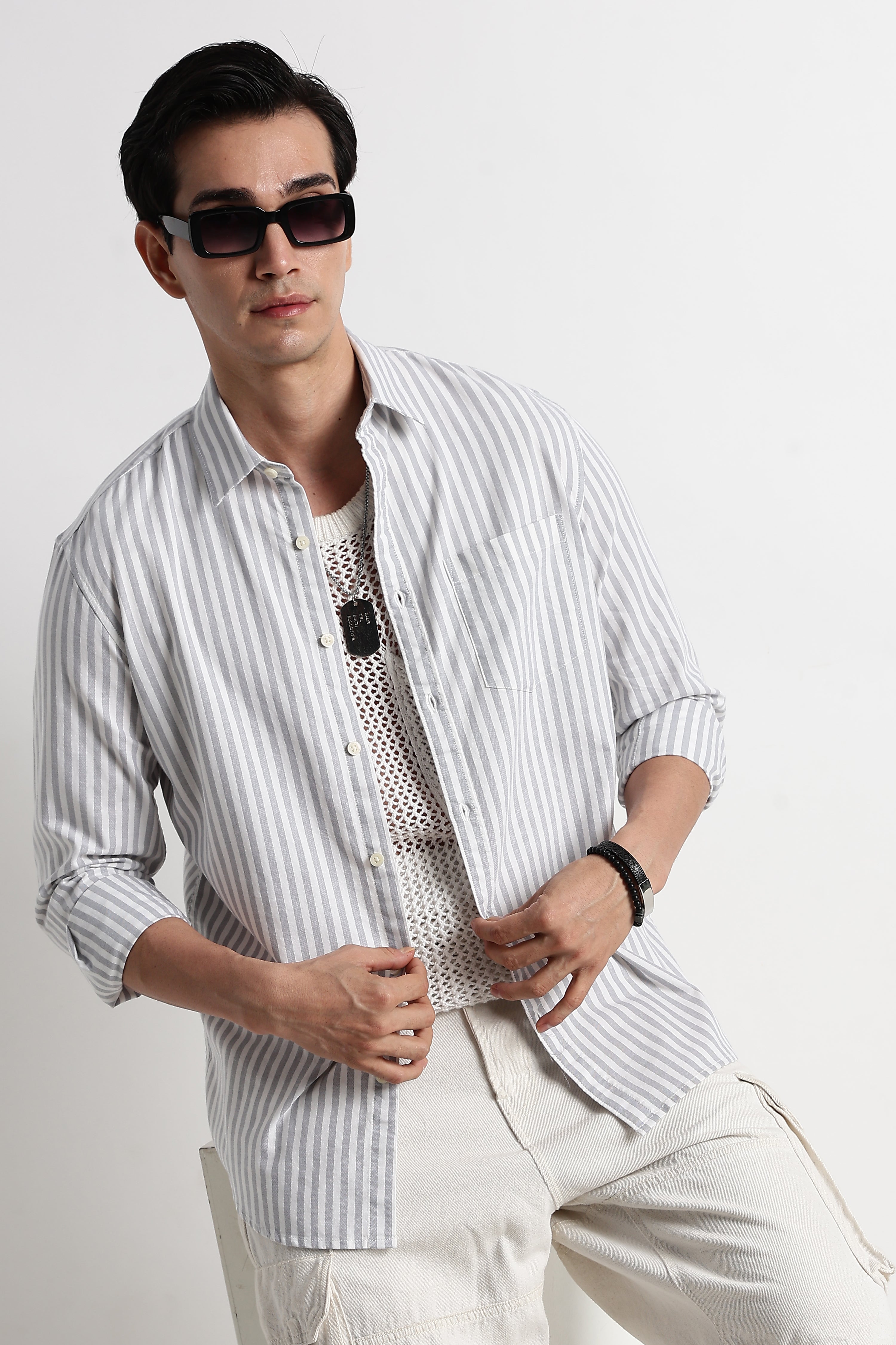 Men Cotton Striped Shirt