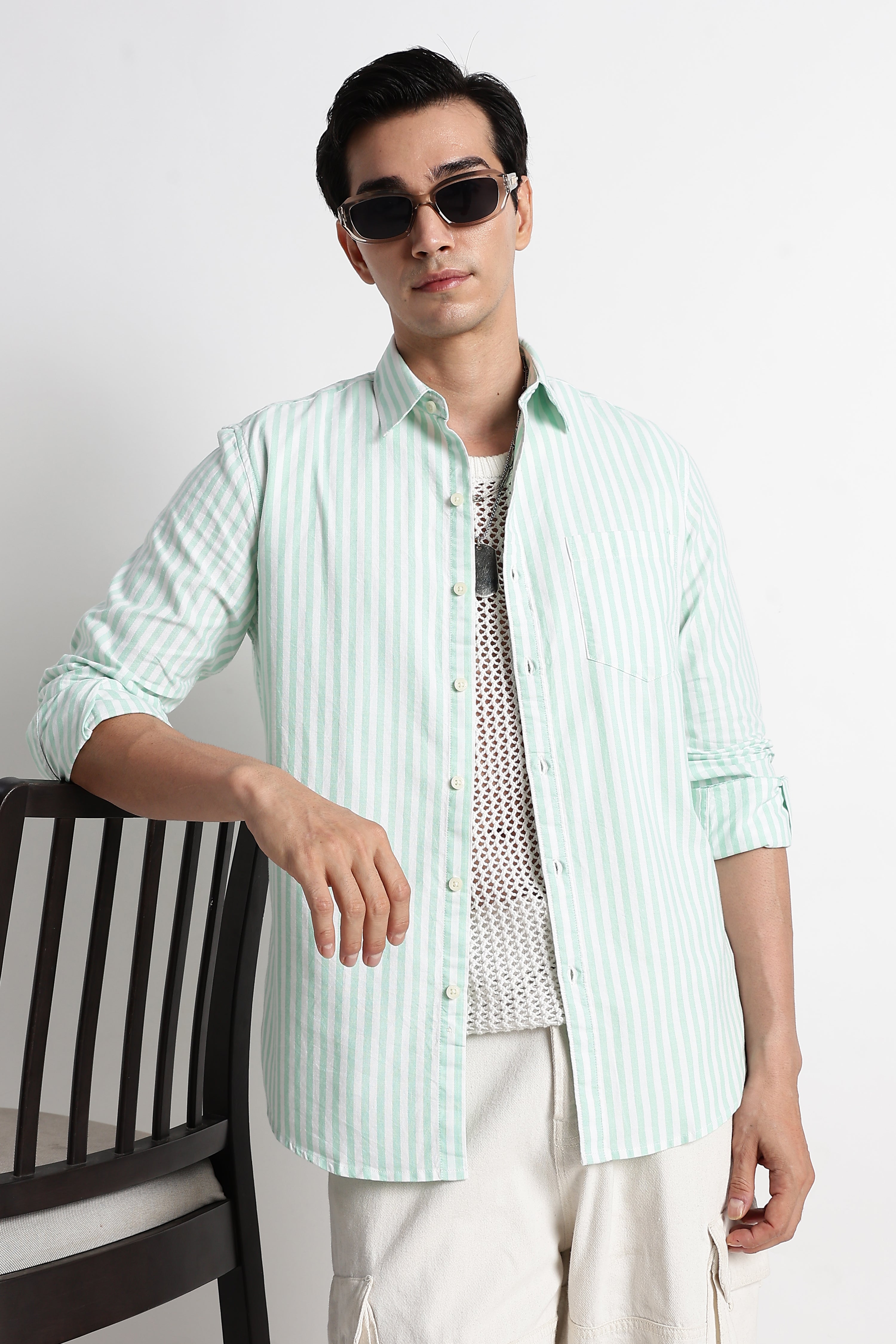 Men Cotton Striped Shirt
