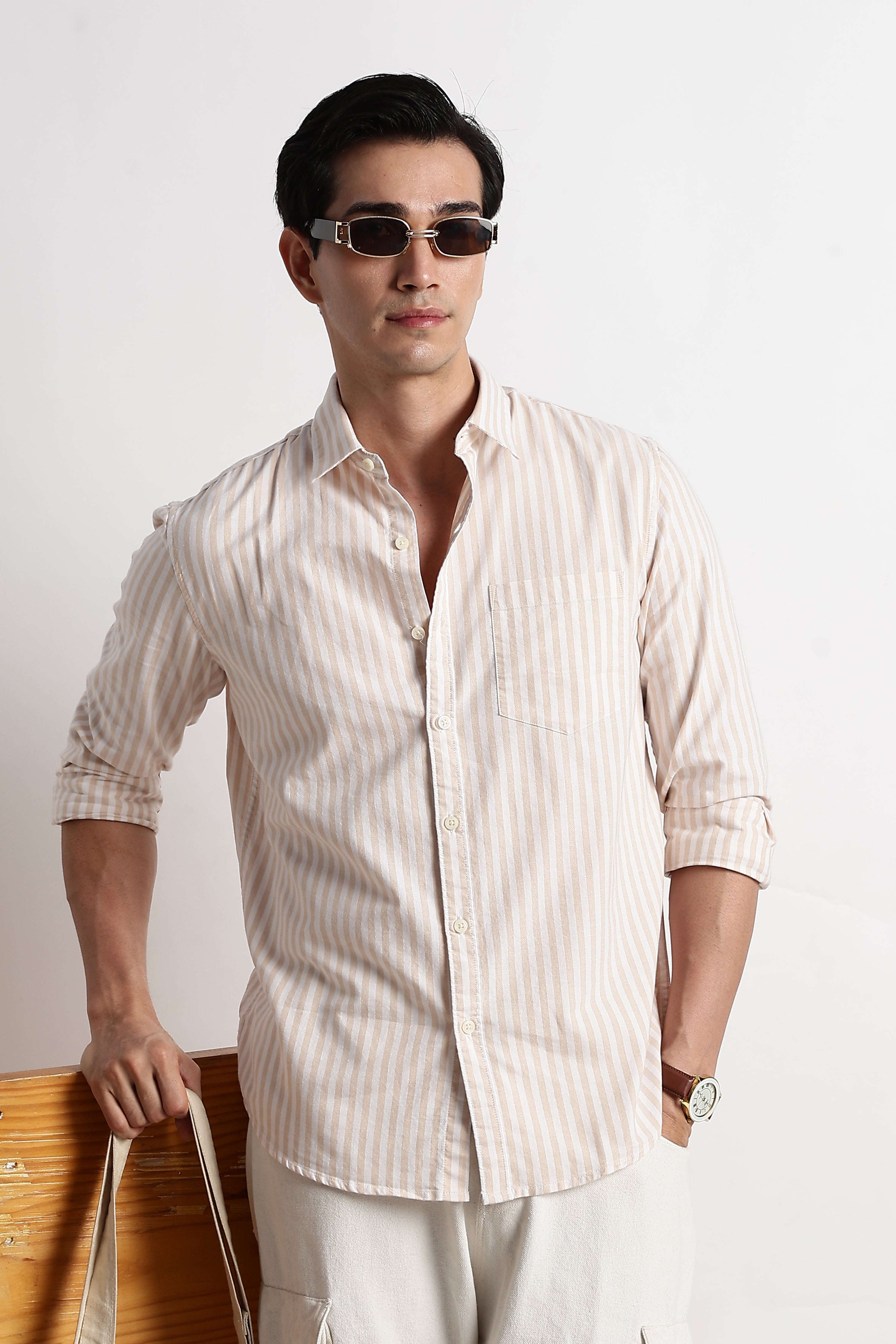 Men Cotton Striped Shirt