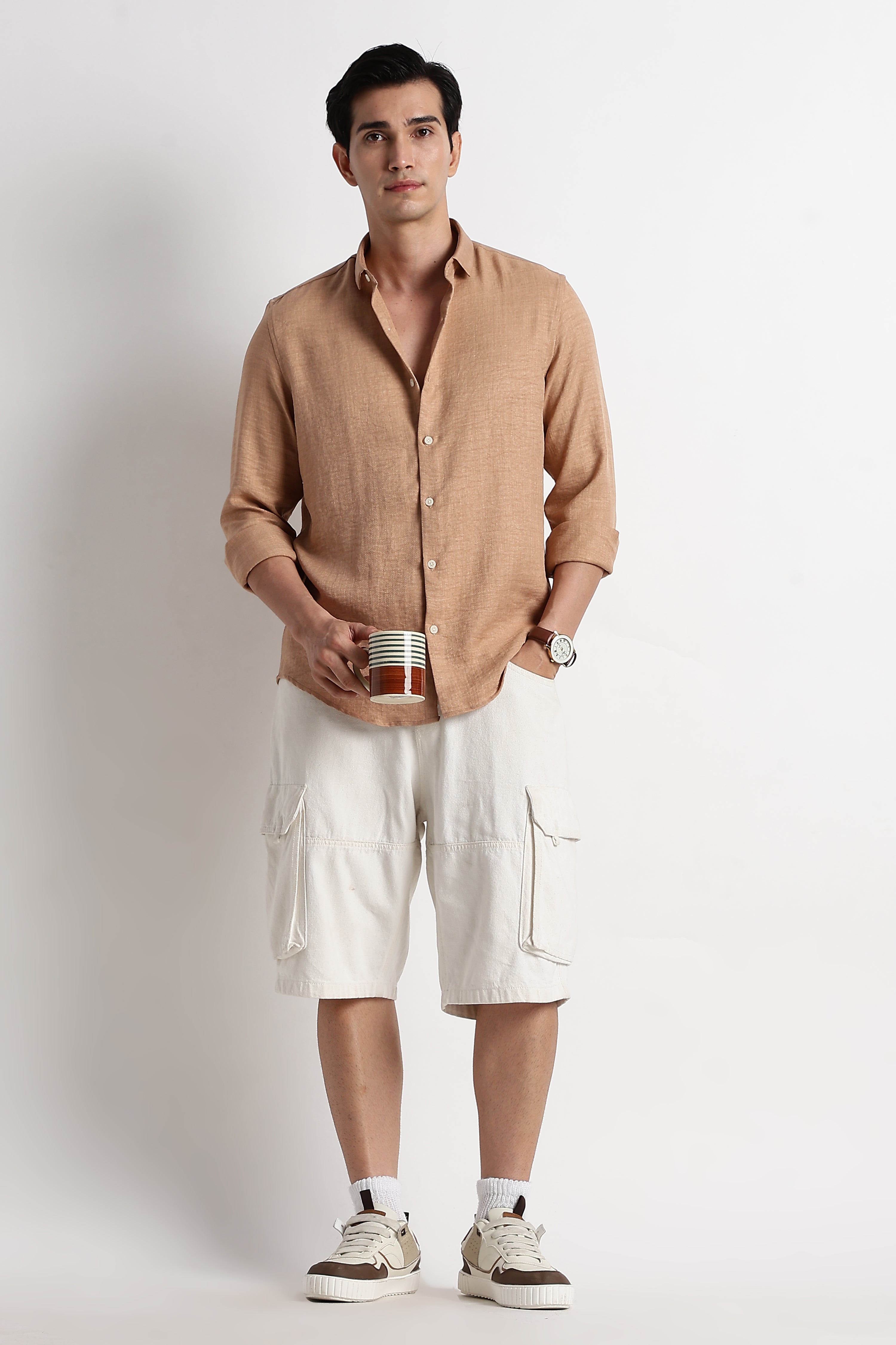 Men Linen-Blend Shirt