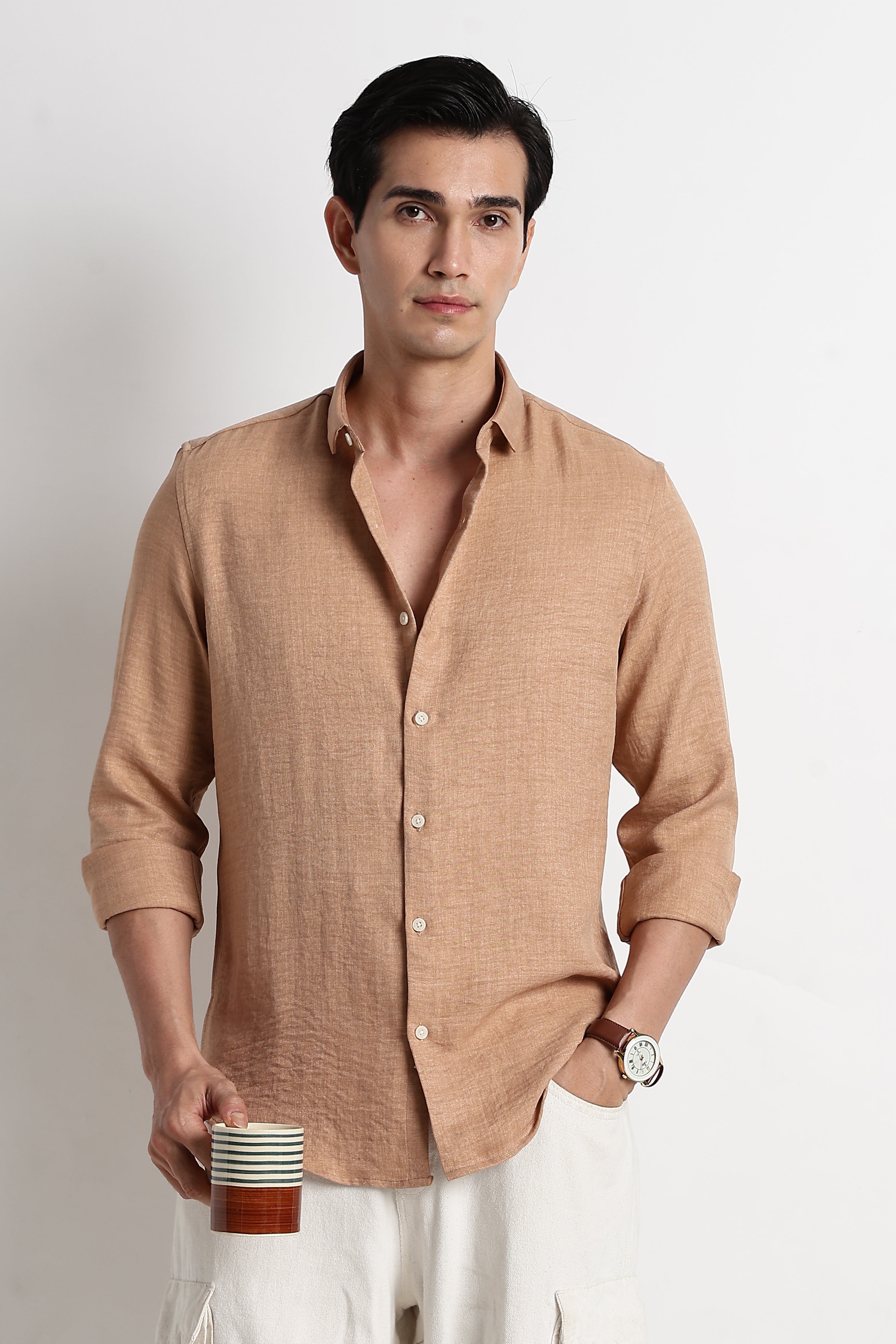 Men Linen-Blend Shirt