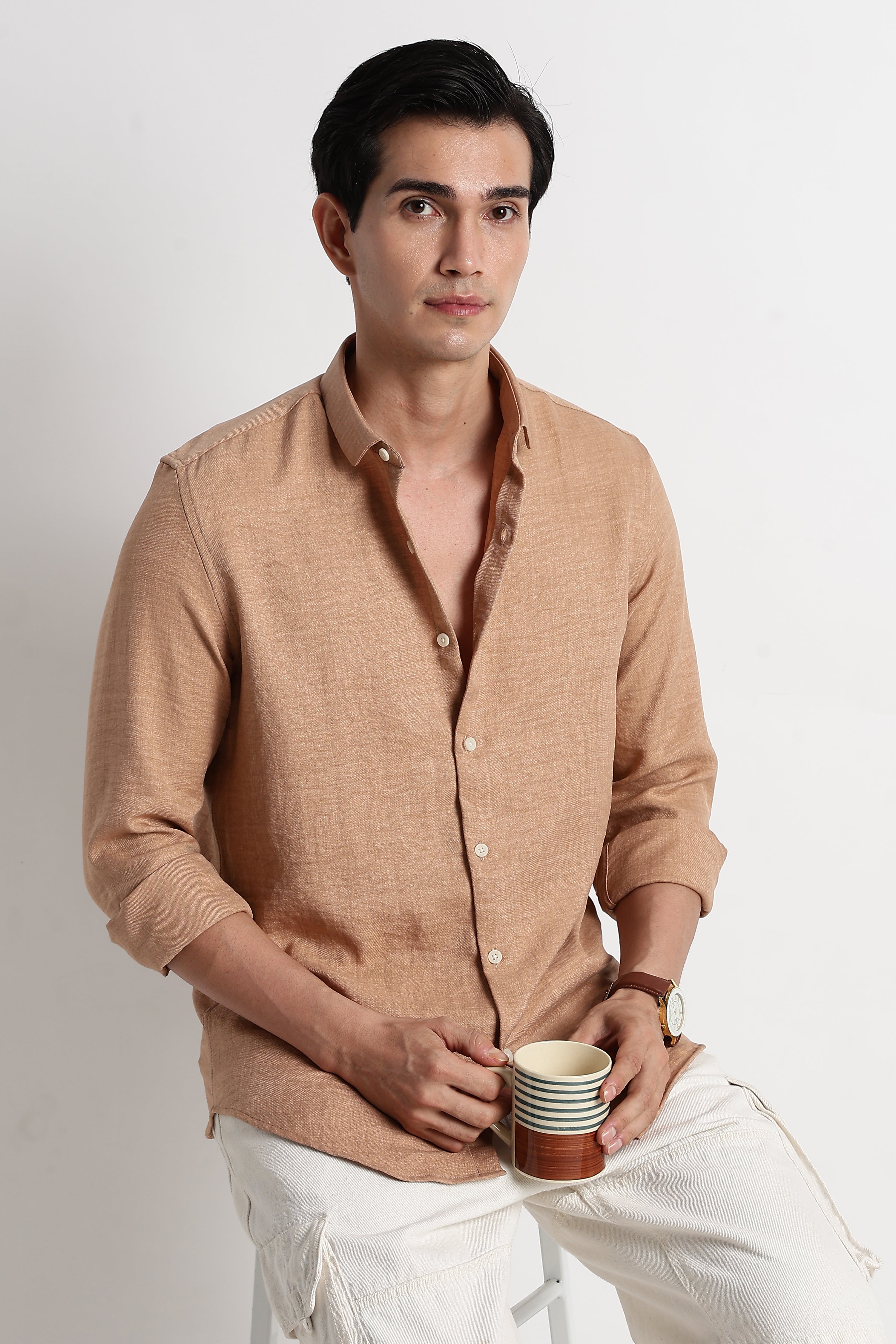 Men Linen-Blend Shirt
