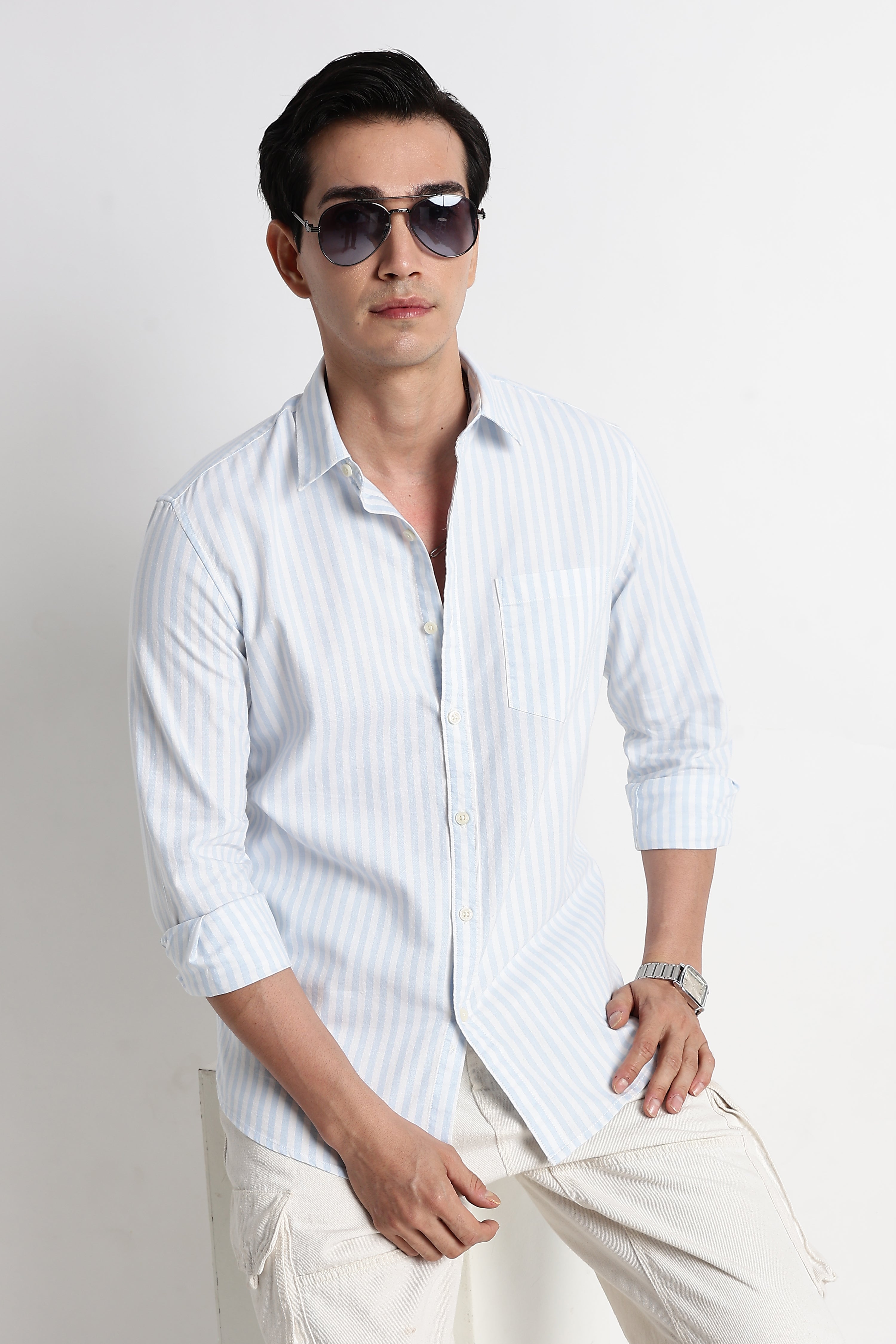 Men Cotton Striped Shirt