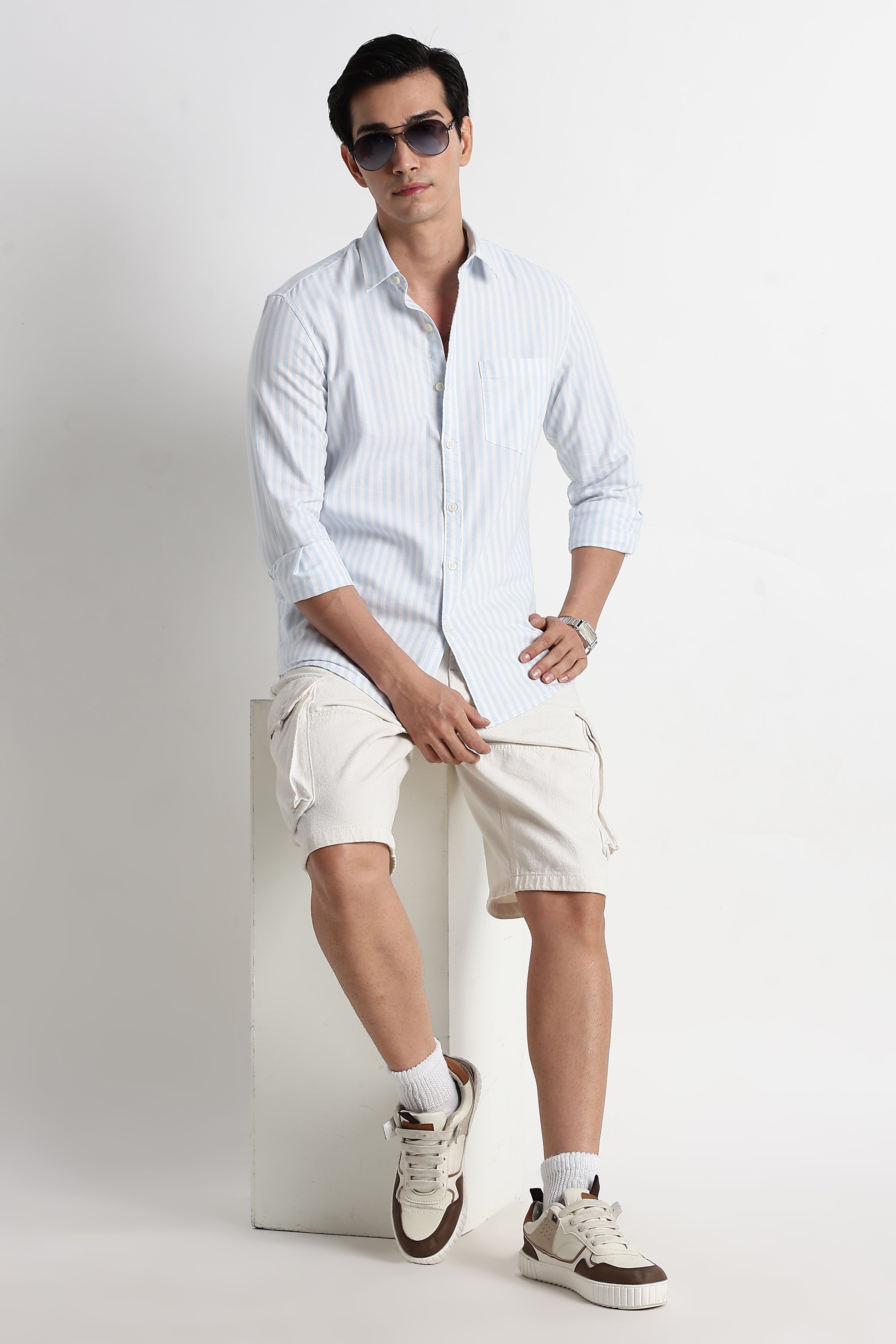 Men Cotton Striped Shirt