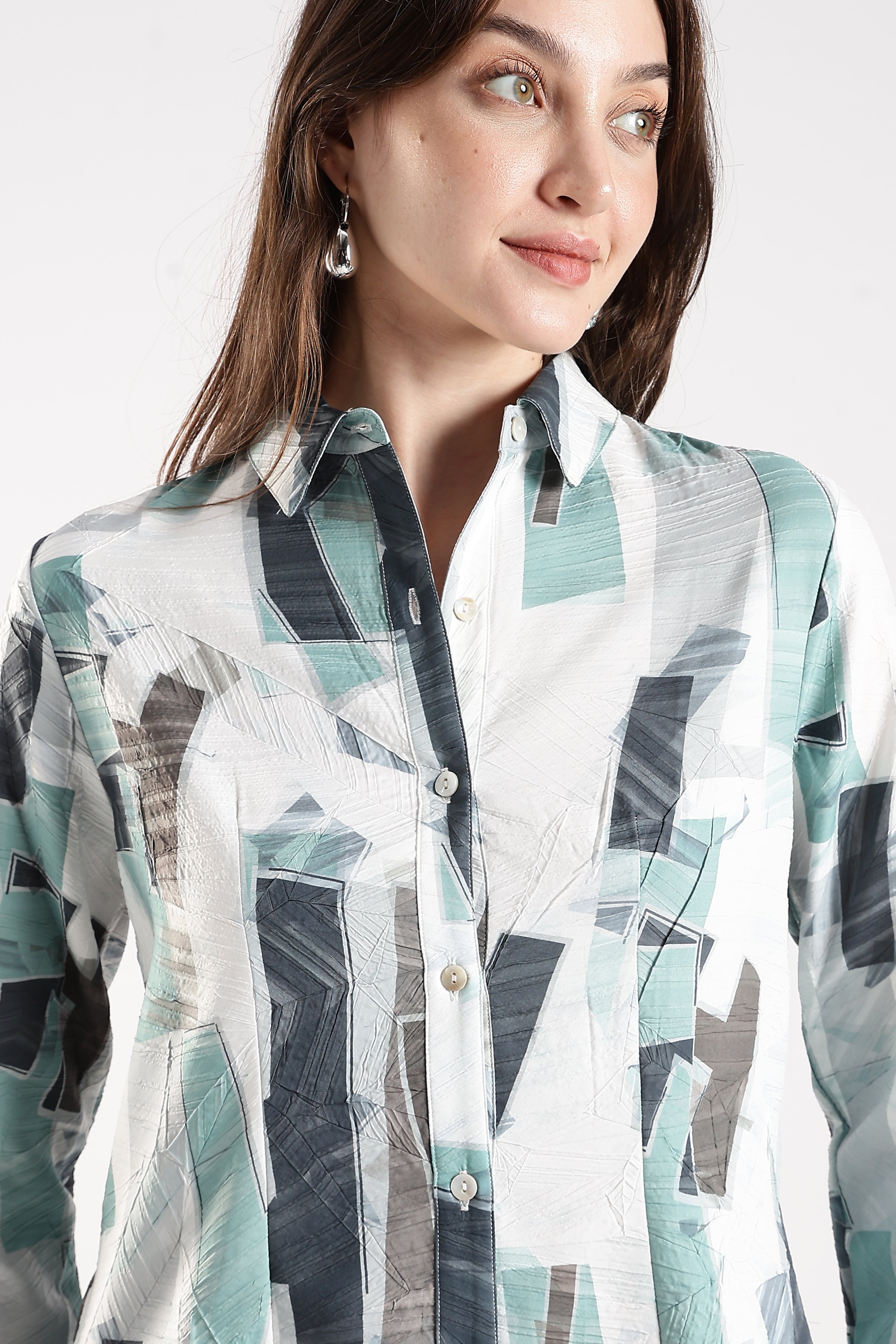 Women Green Full Sleeves Shirt Dress