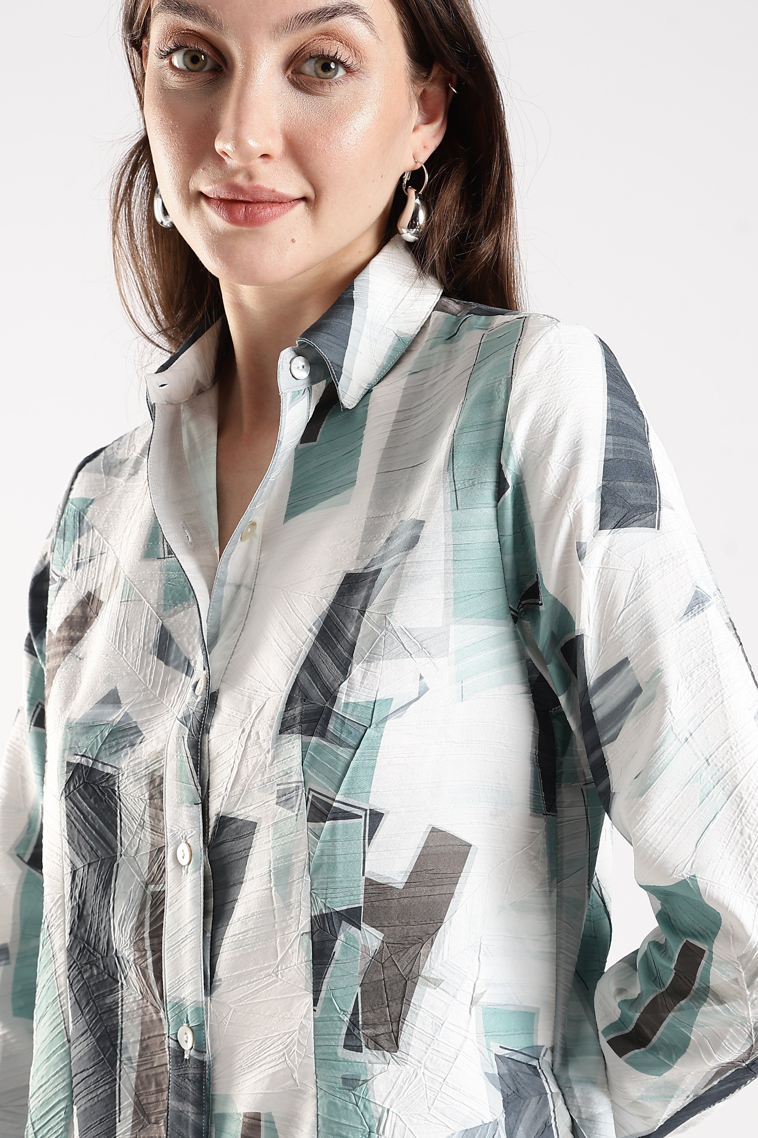 Women Green Full Sleeves Shirt Dress