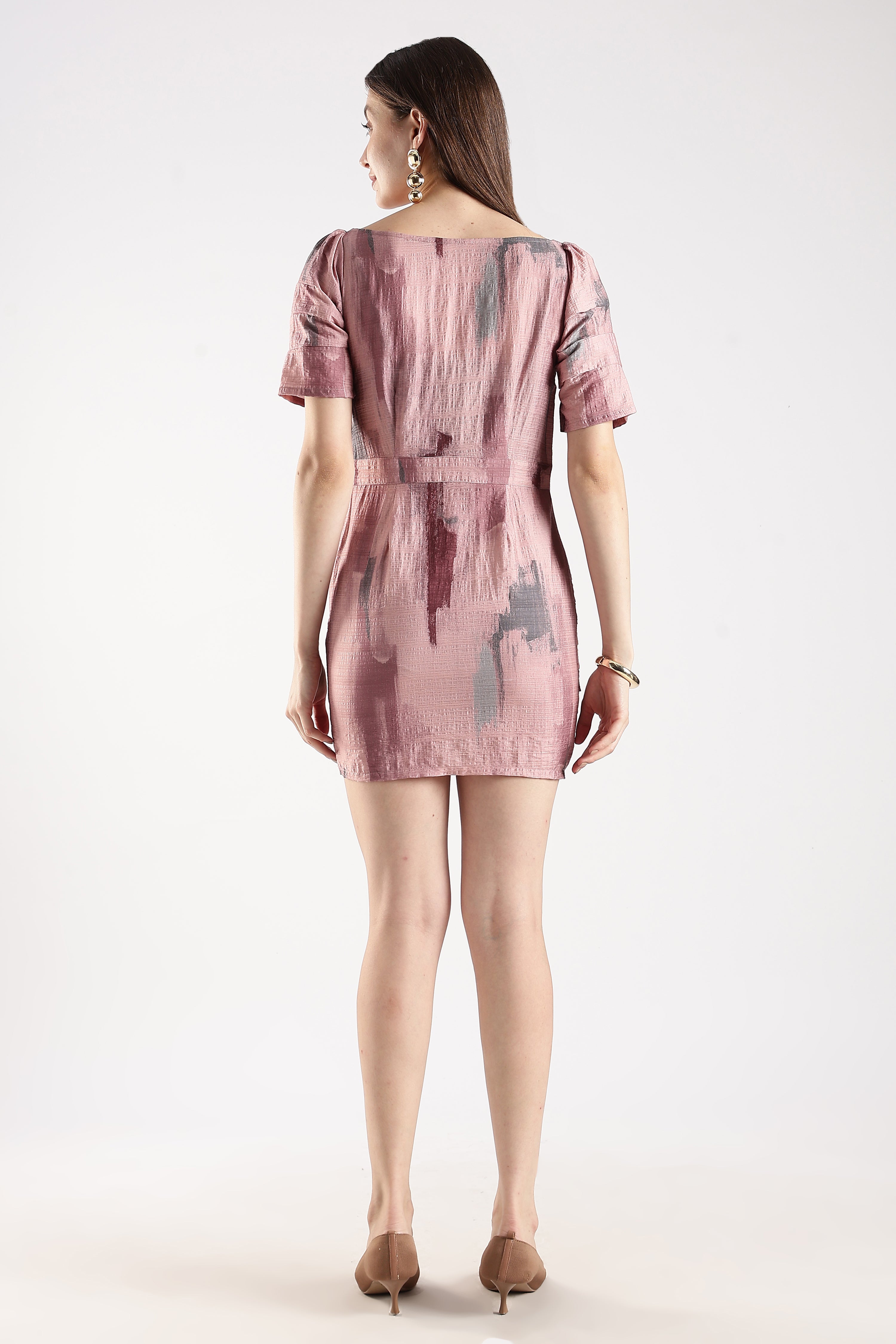 Women Pink Layered Bodycon Dress