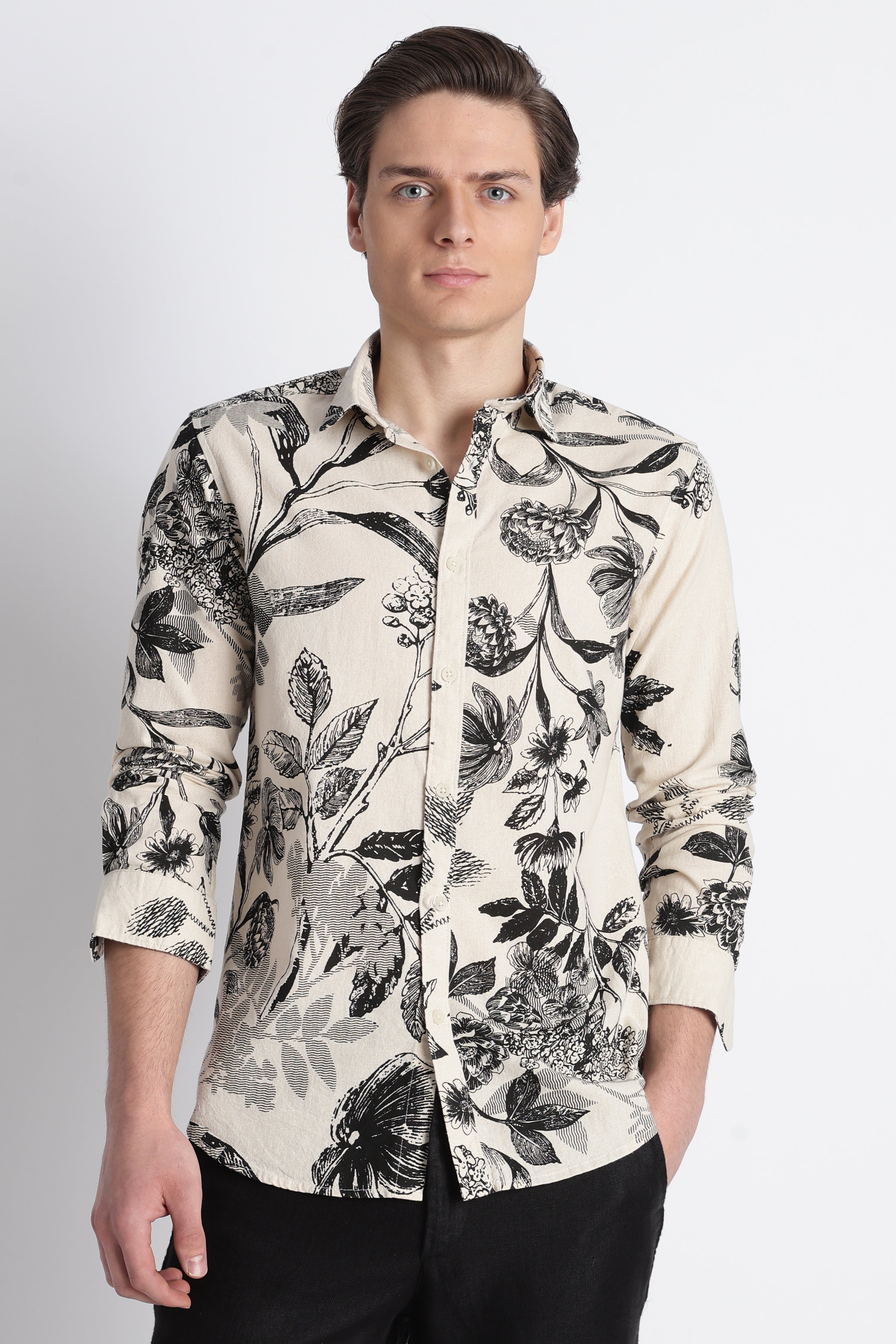 Men Abstract Block Print Shirt
