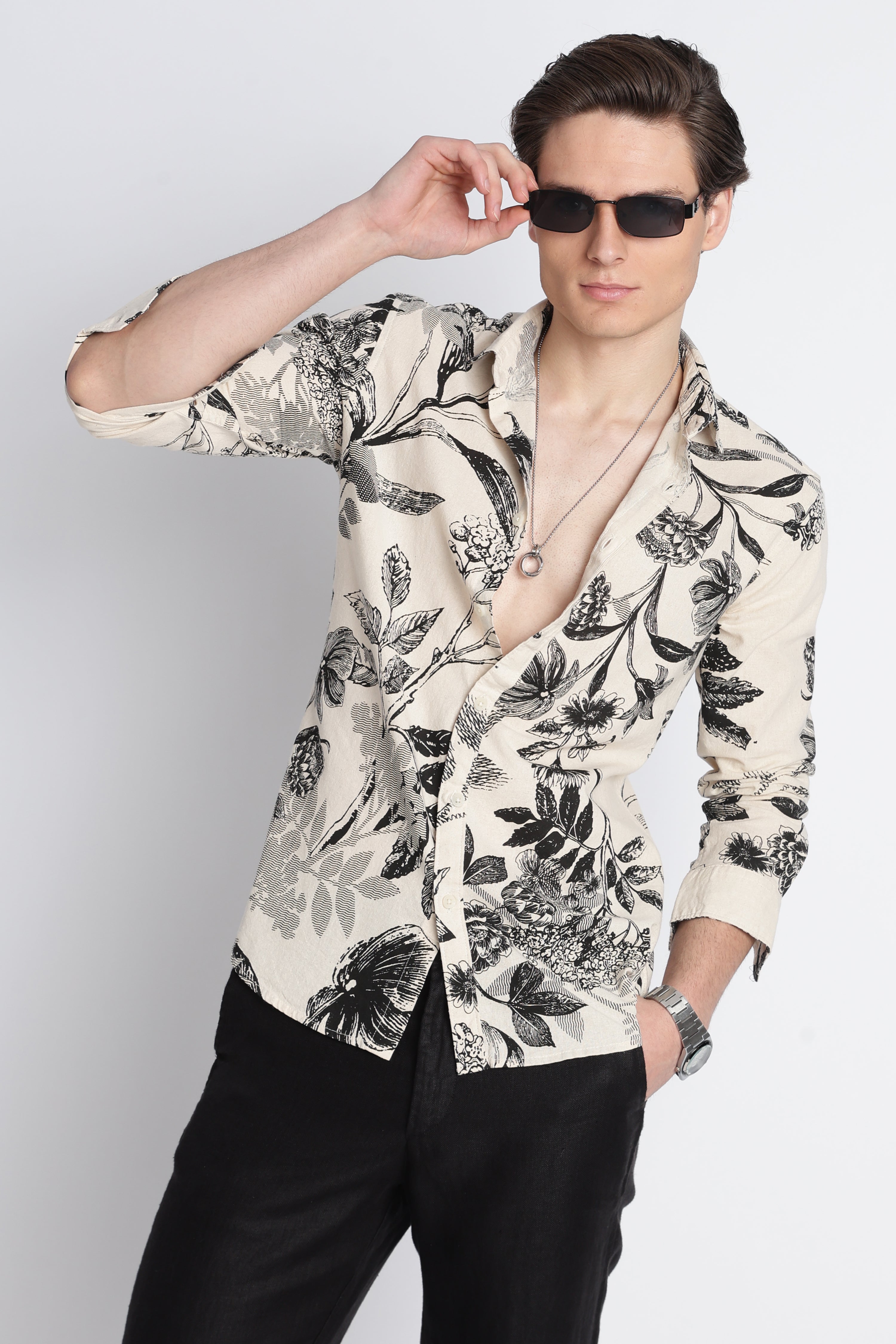 Men Abstract Block Print Shirt