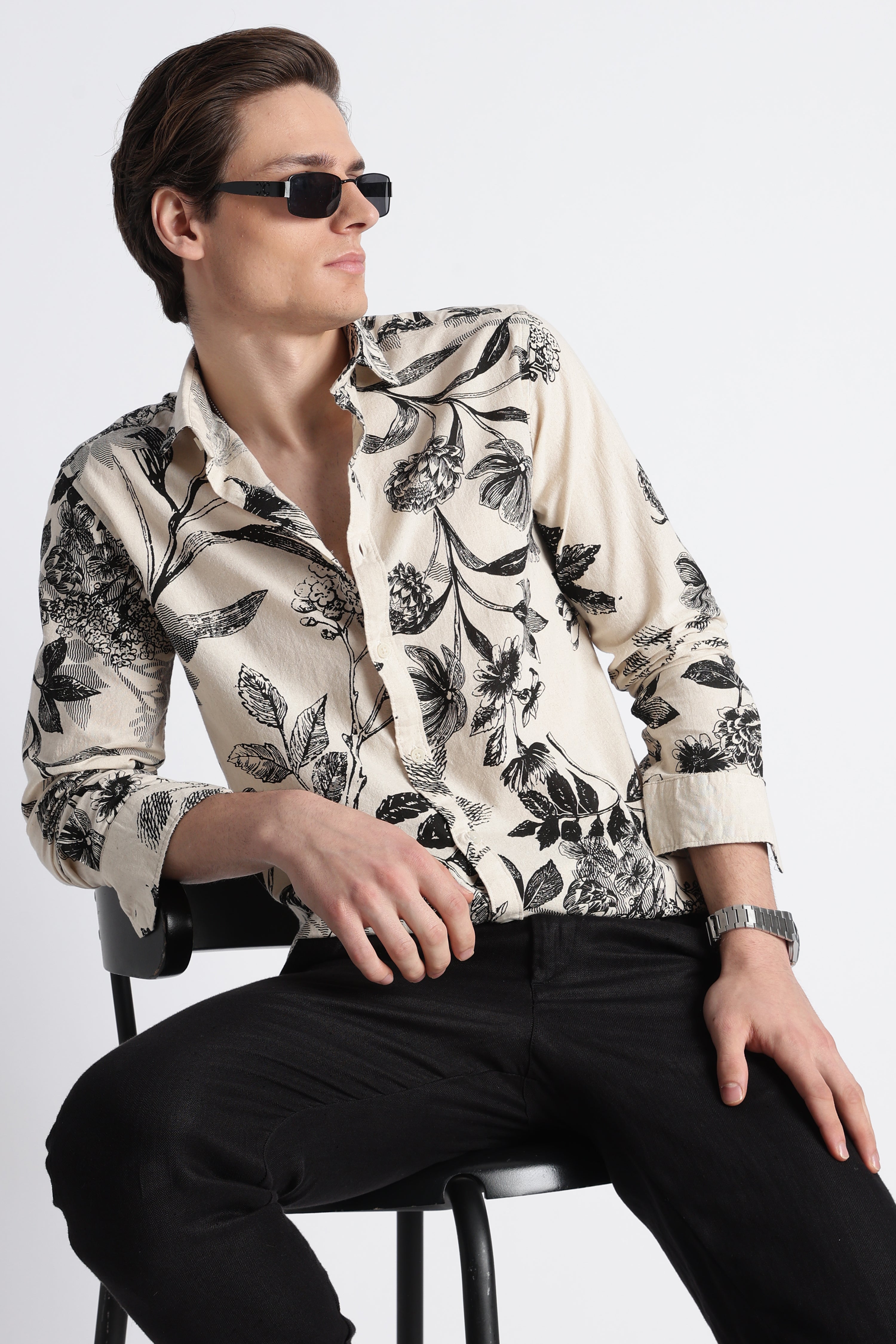 Men Abstract Block Print Shirt