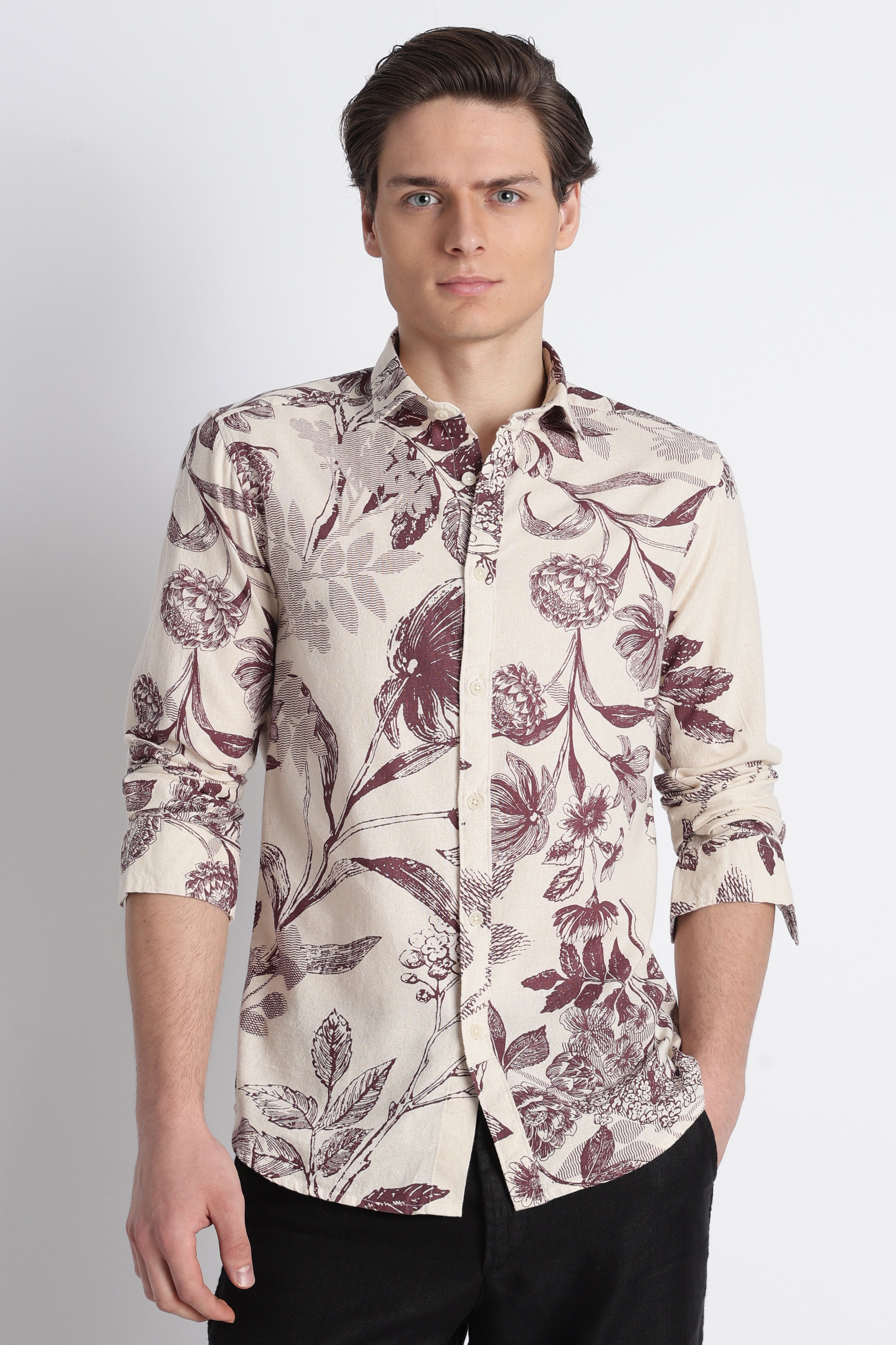 Men Abstract Block Print Shirt