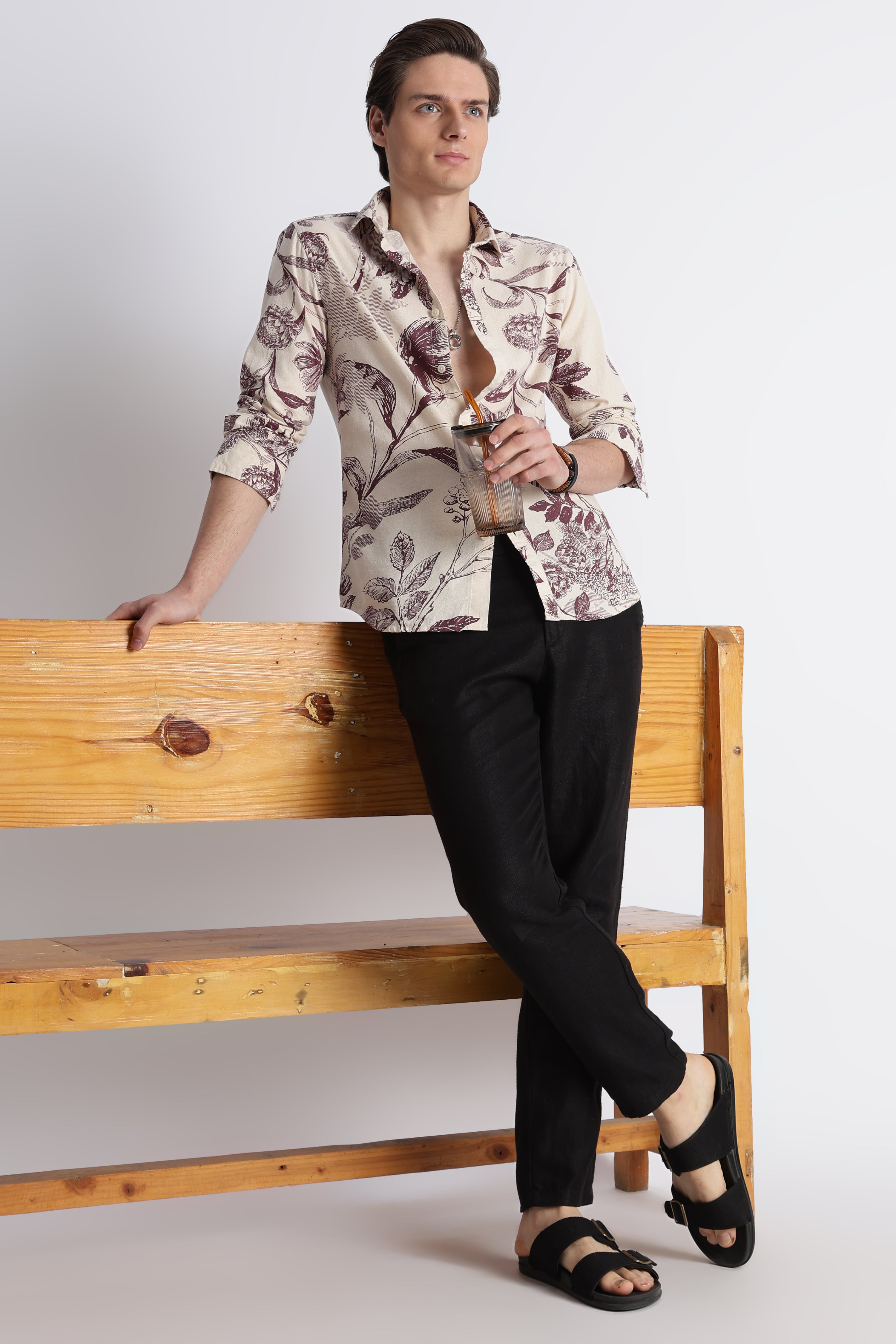 Men Abstract Block Print Shirt