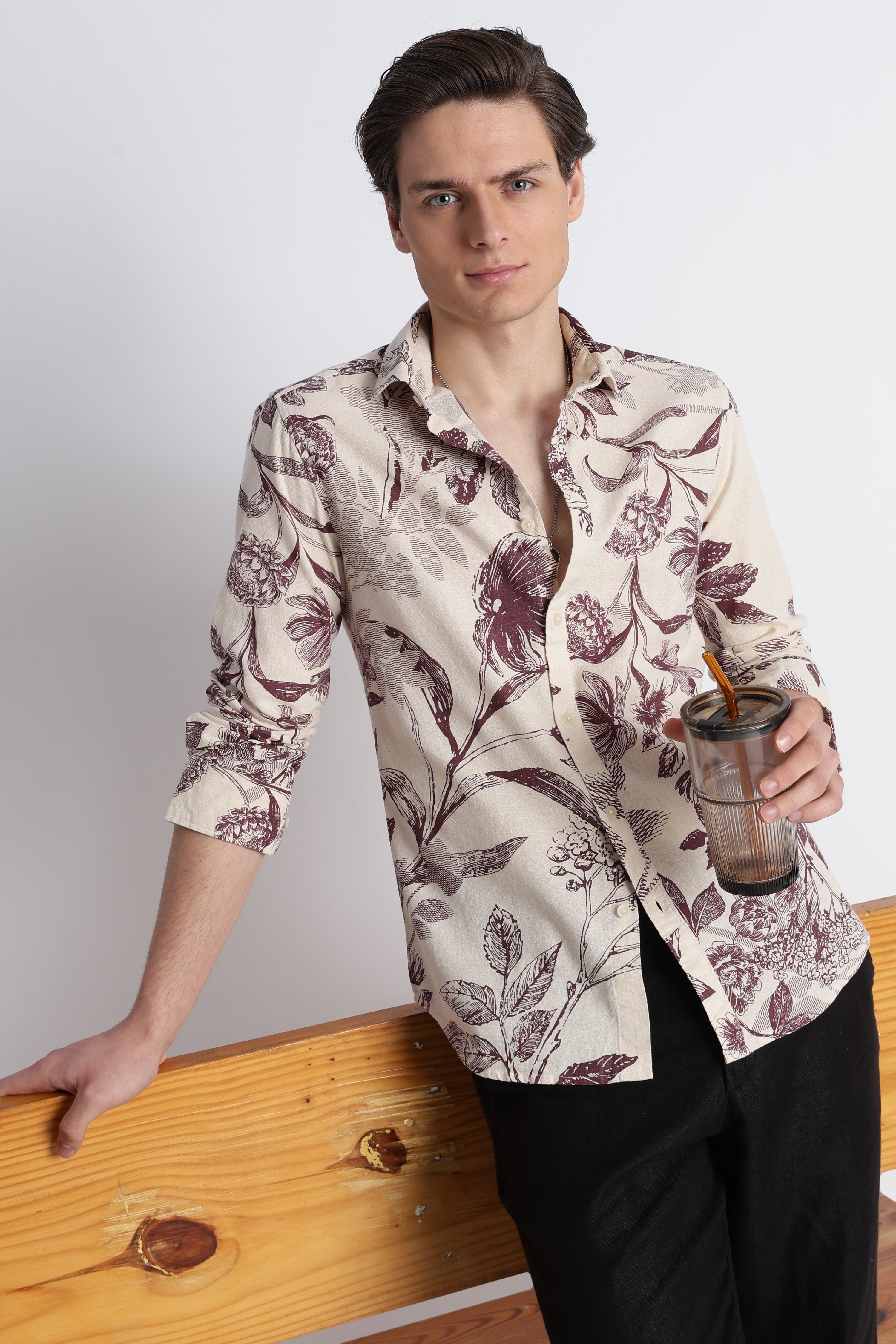 Men Abstract Block Print Shirt