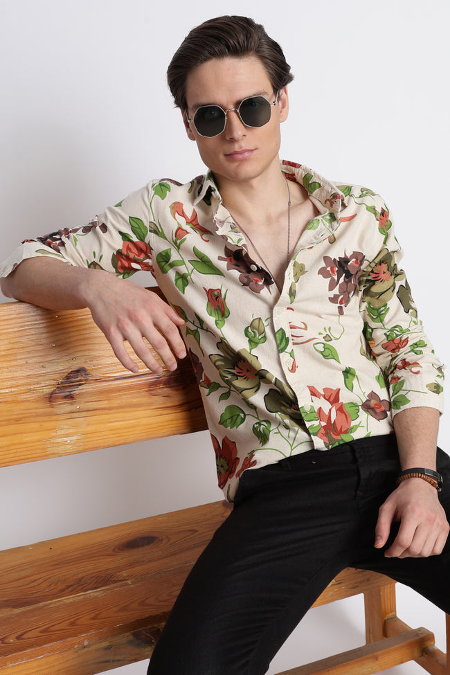 Men Abstract Block Print Shirt