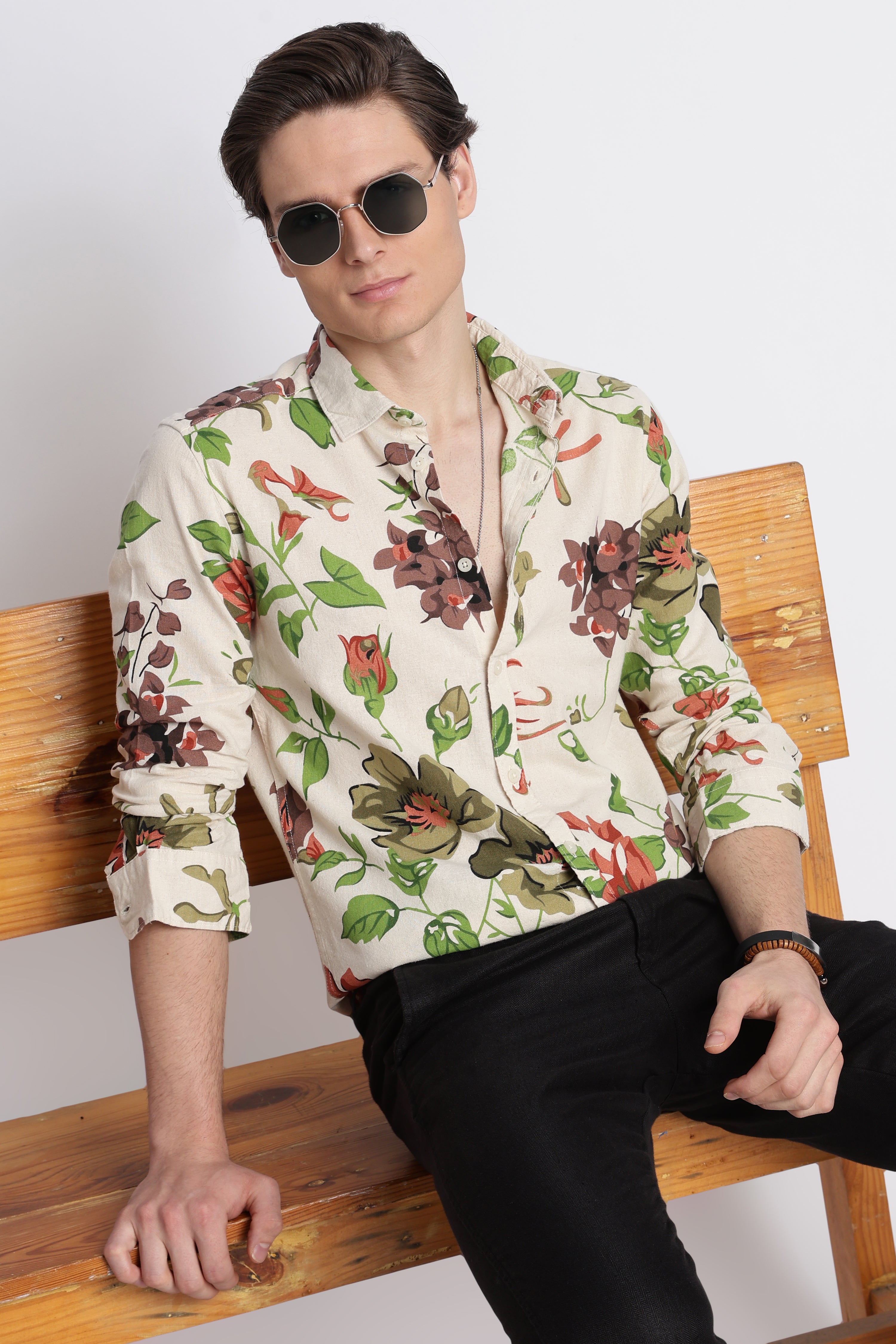 Men Abstract Block Print Shirt