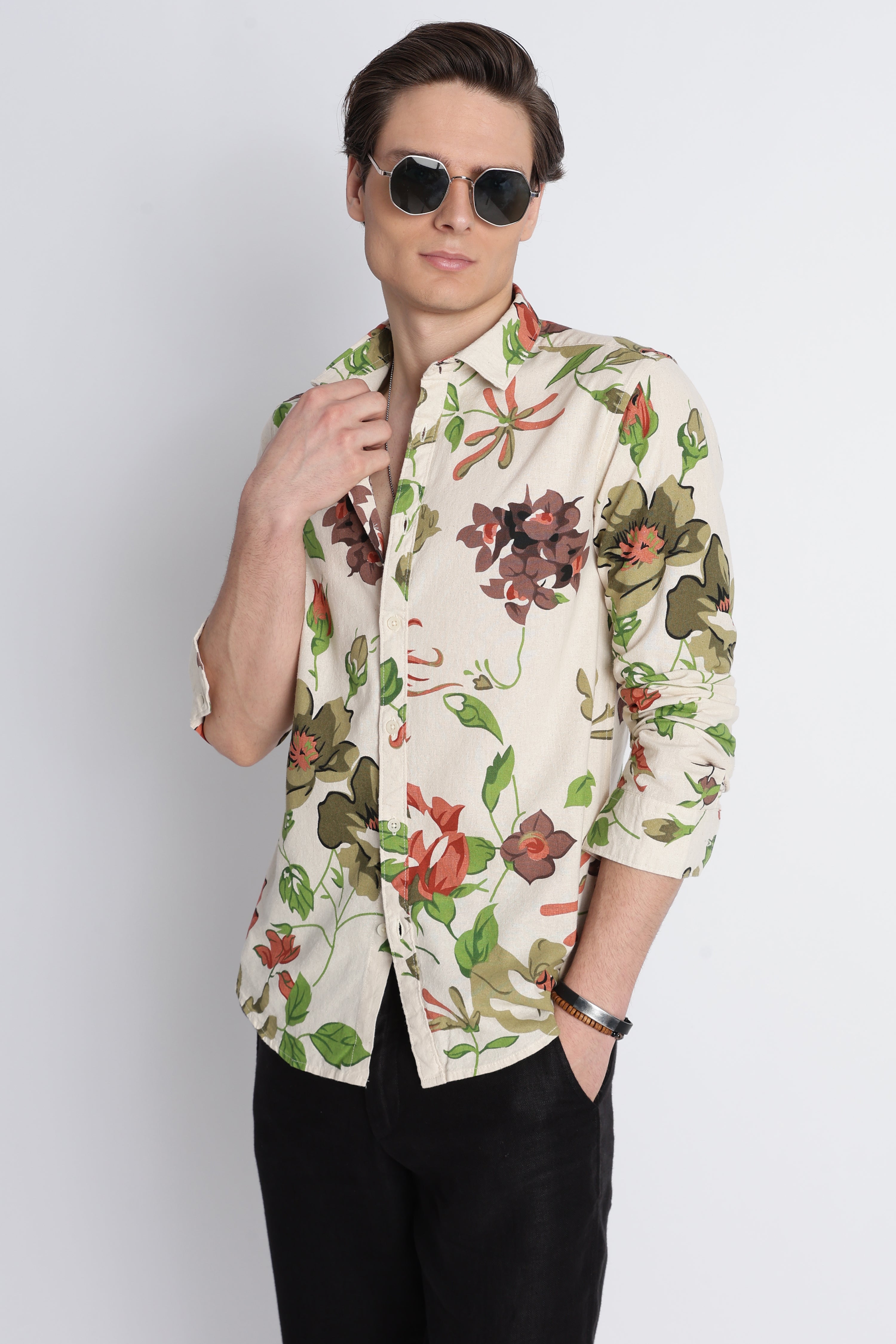 Men Abstract Block Print Shirt
