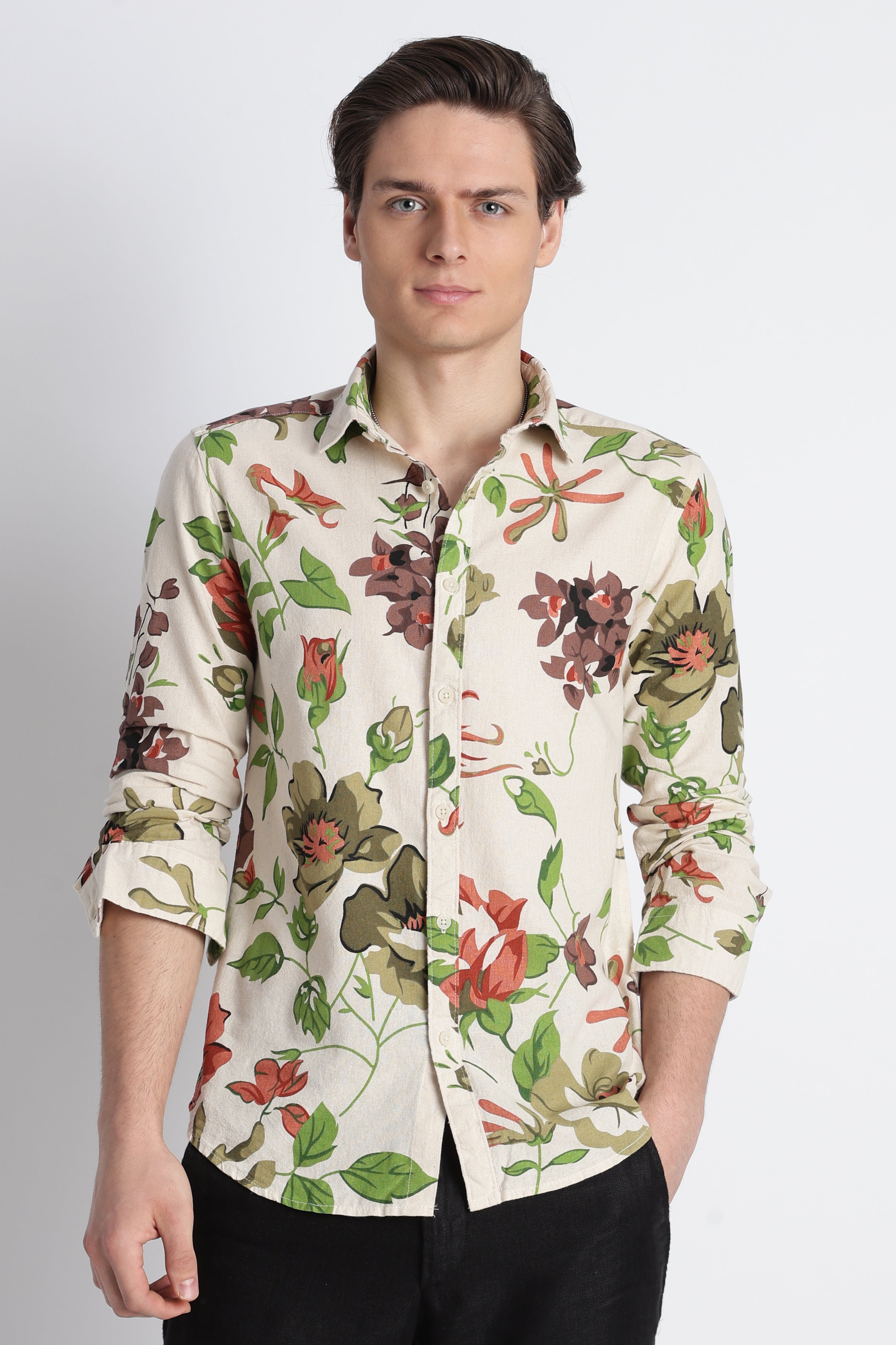 Men Abstract Block Print Shirt