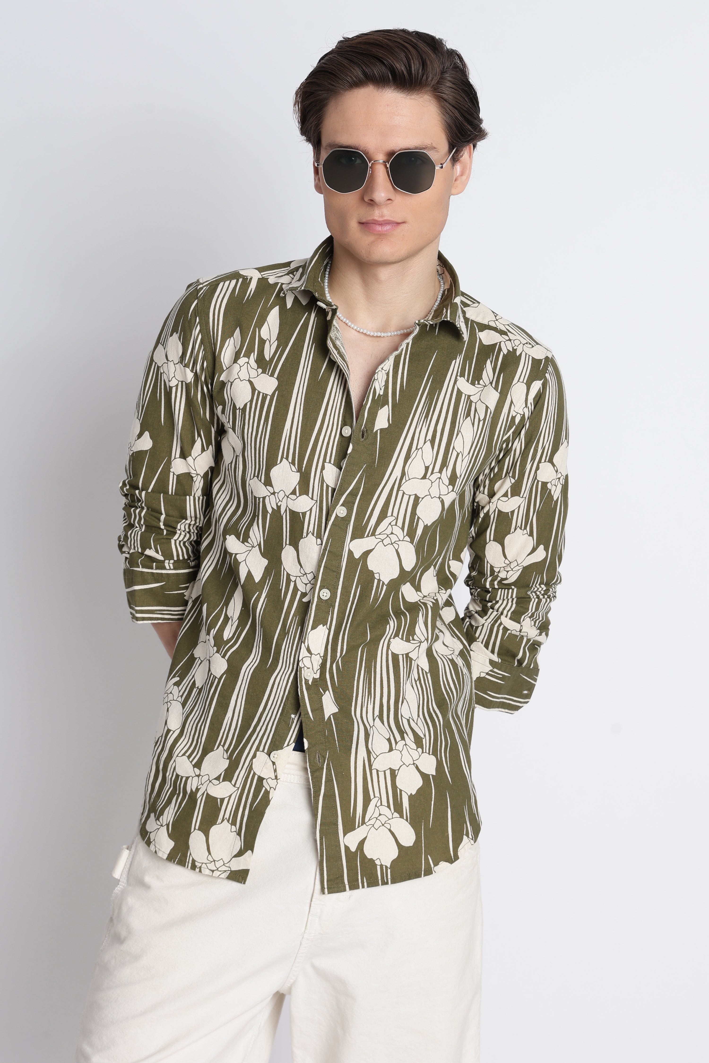 Men Abstract Block Print Shirt