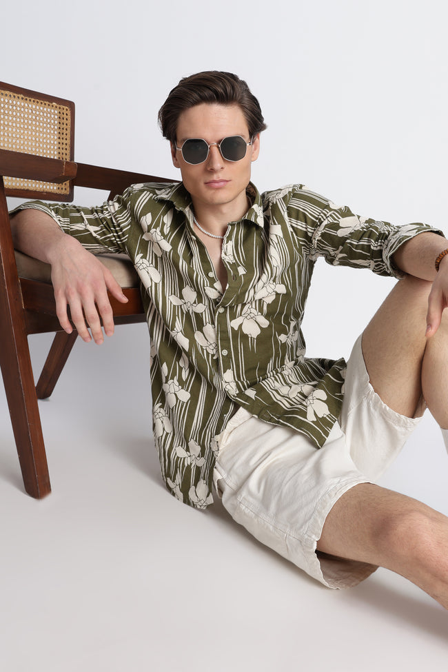 Men Abstract Block Print Shirt