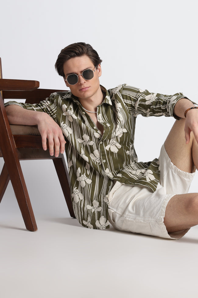 Men Abstract Block Print Shirt