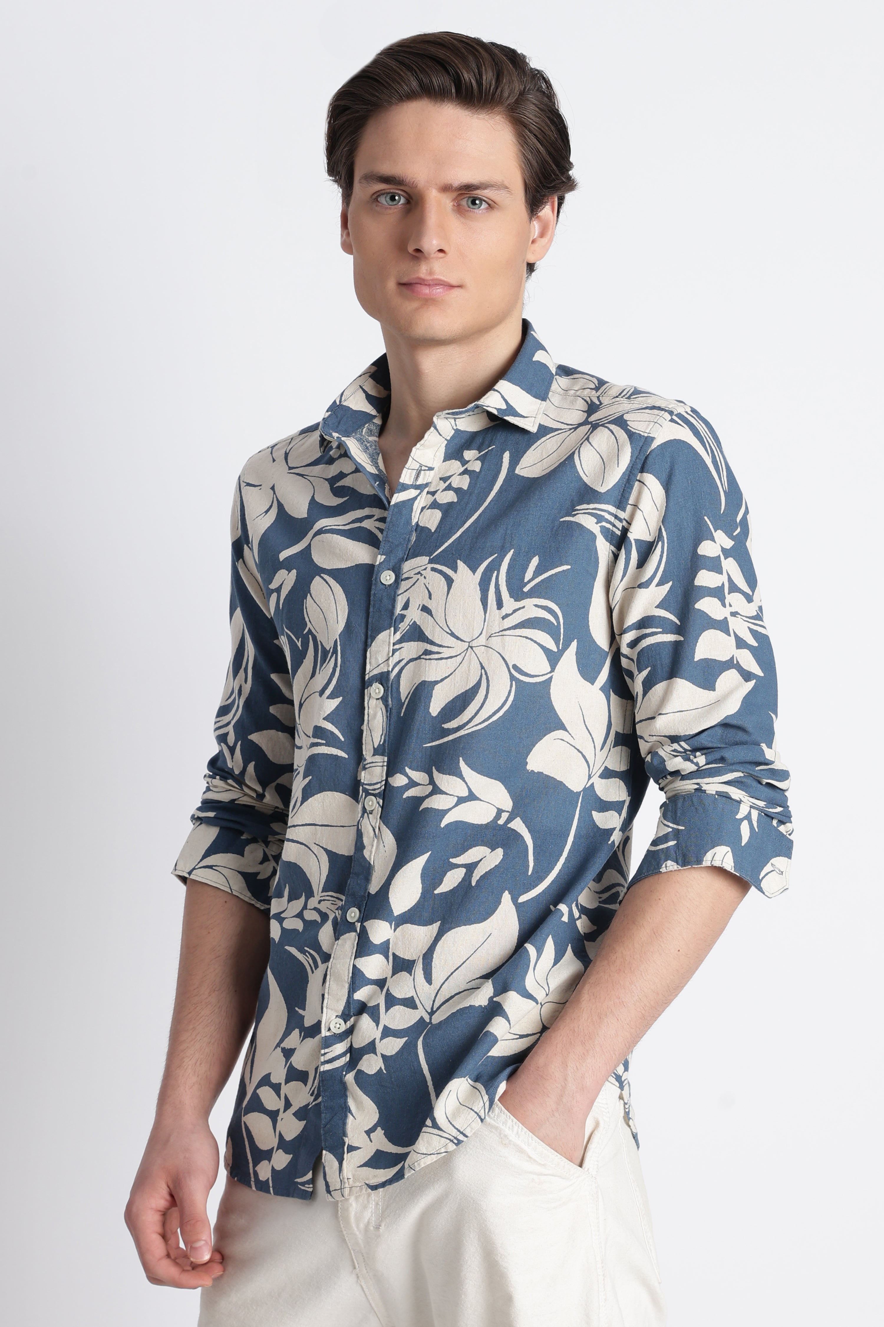 Men Abstract Block Print Shirt