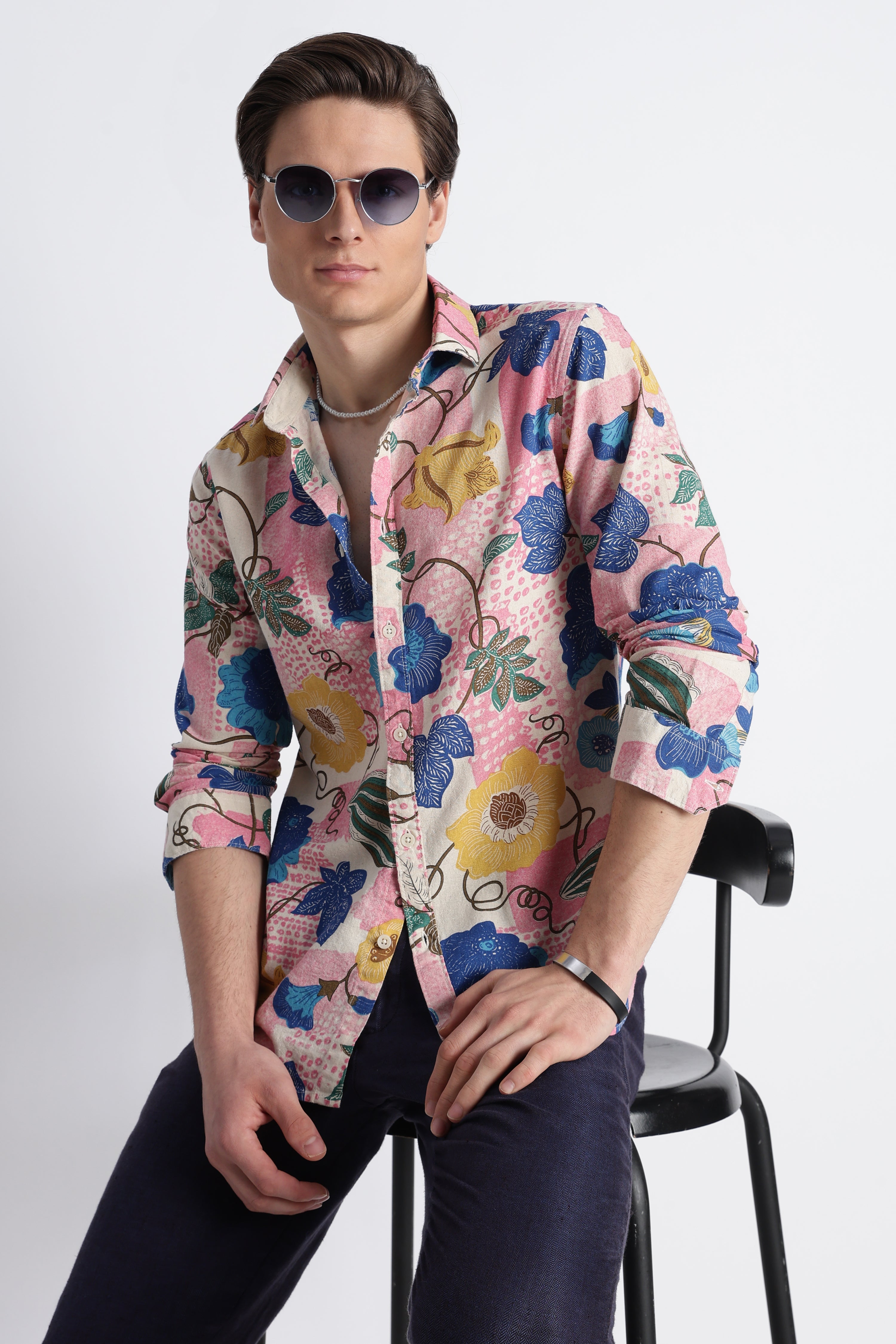 Men Abstract Block Print Shirt