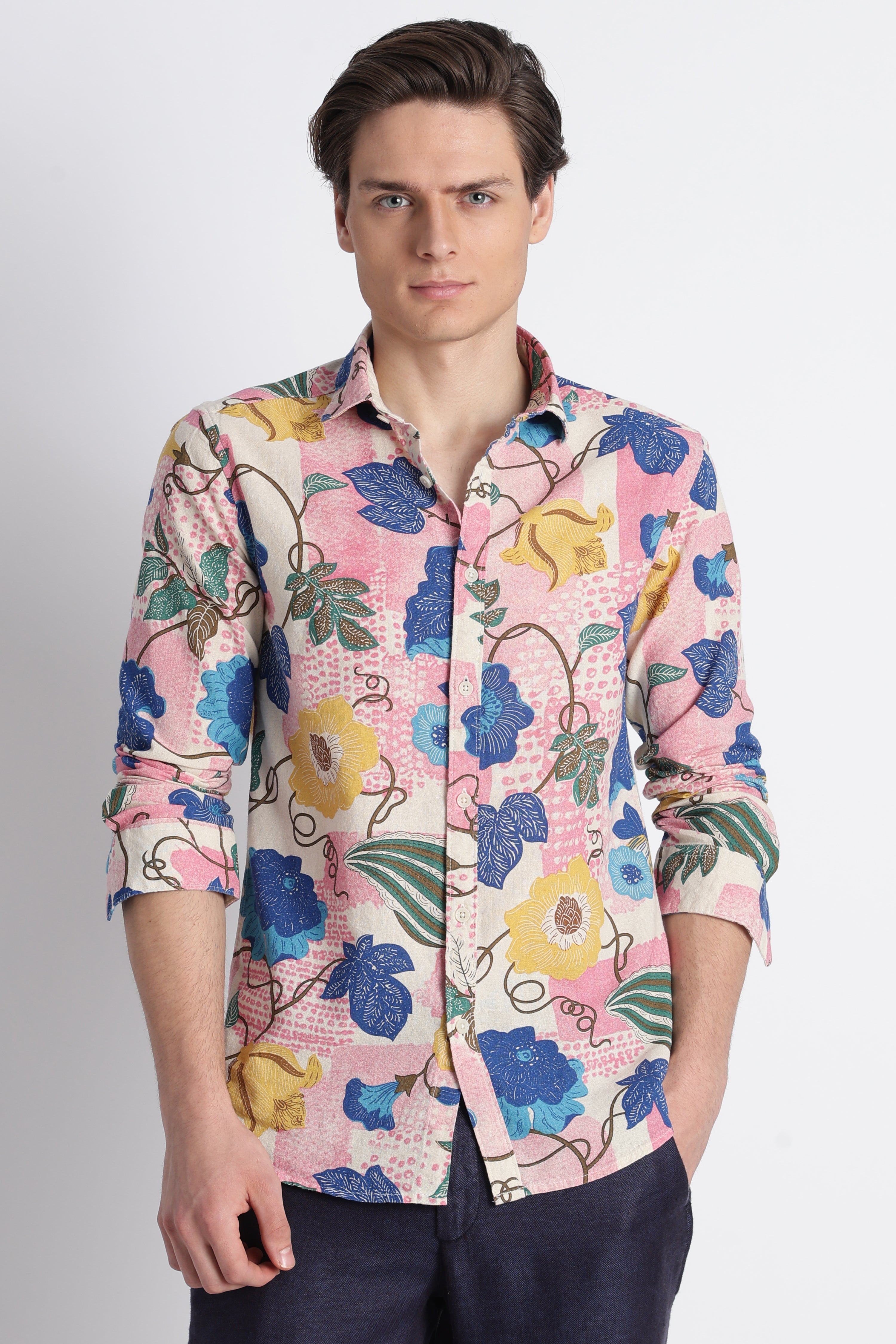 Men Abstract Block Print Shirt