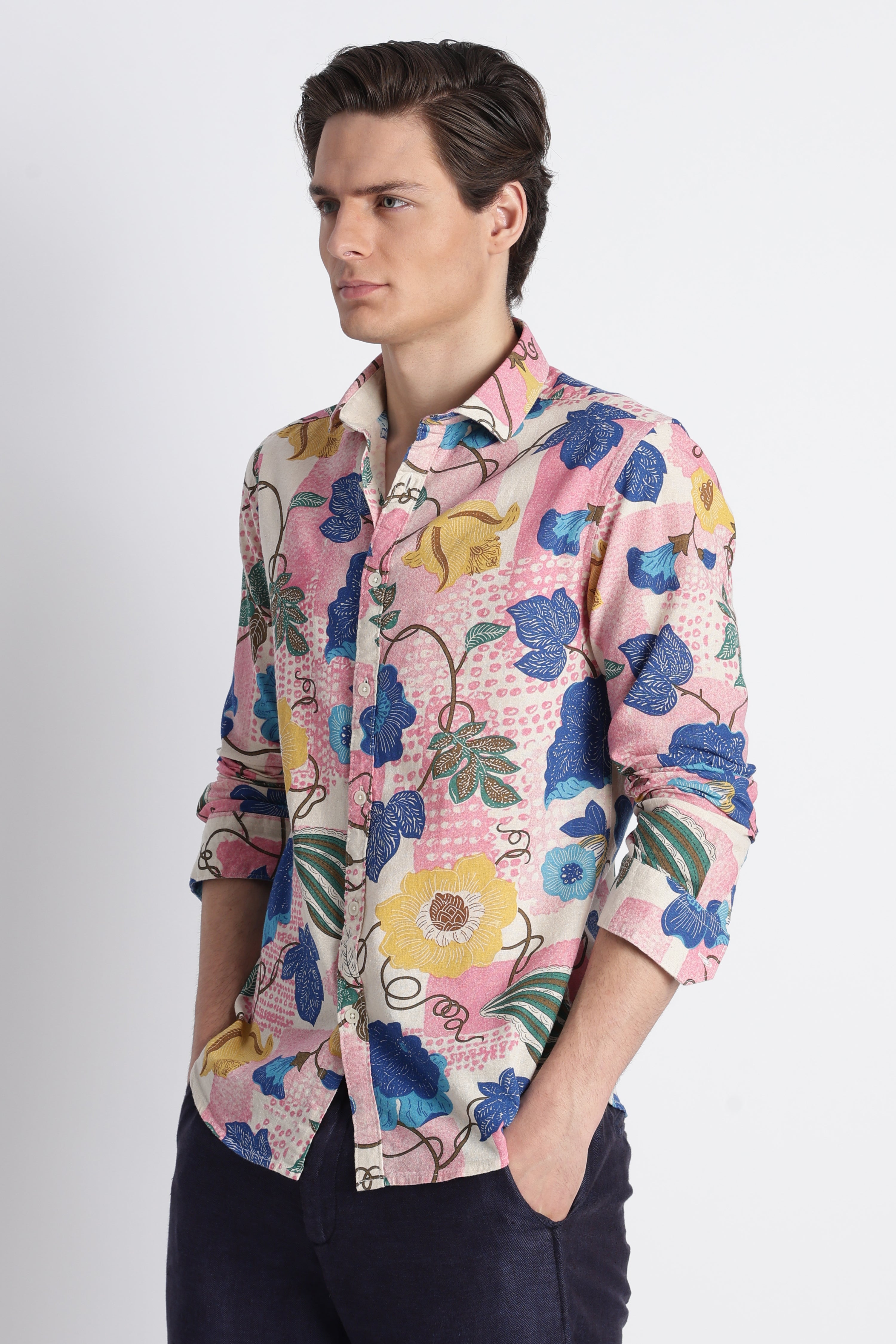 Men Abstract Block Print Shirt