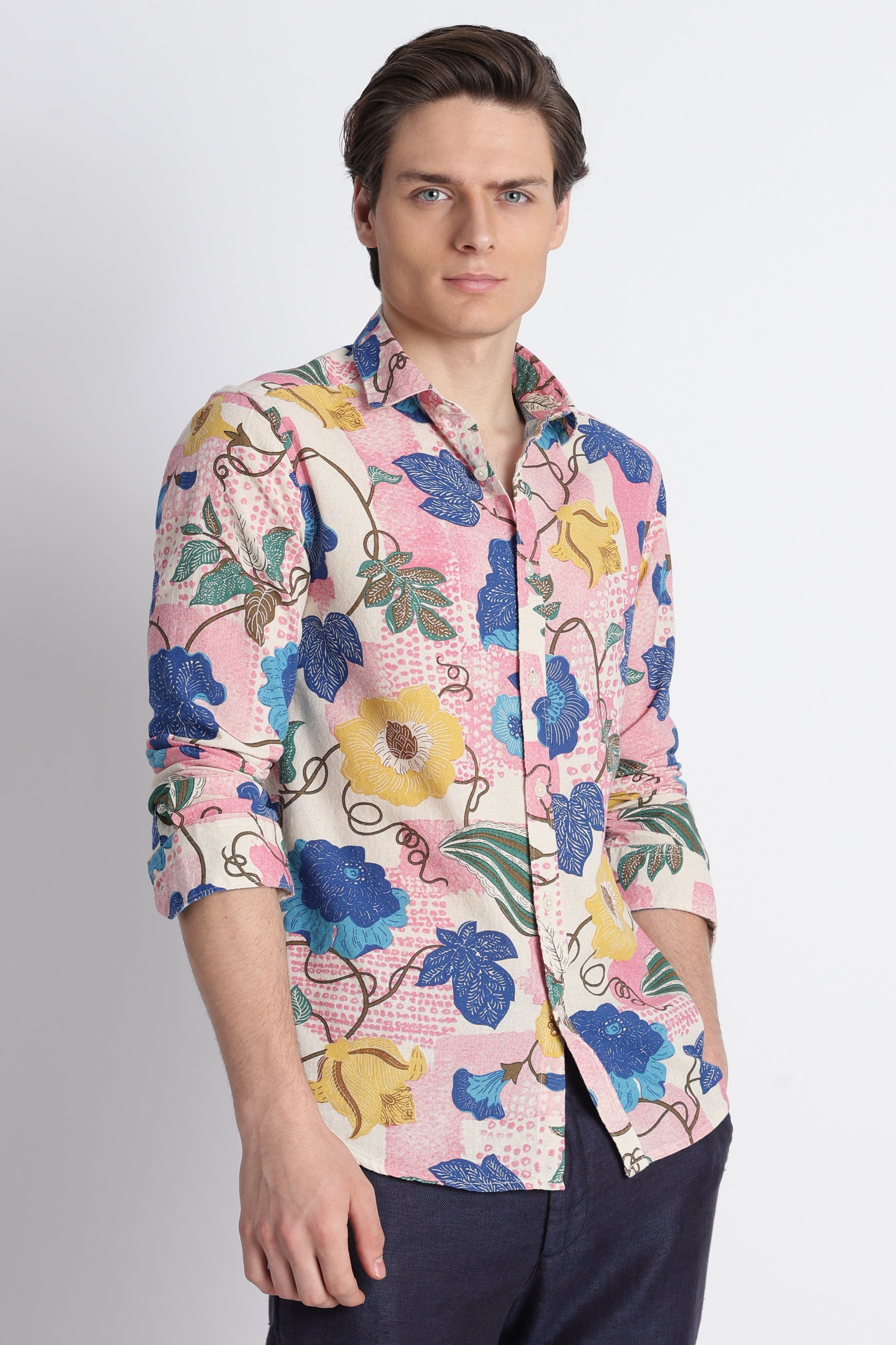 Men Abstract Block Print Shirt