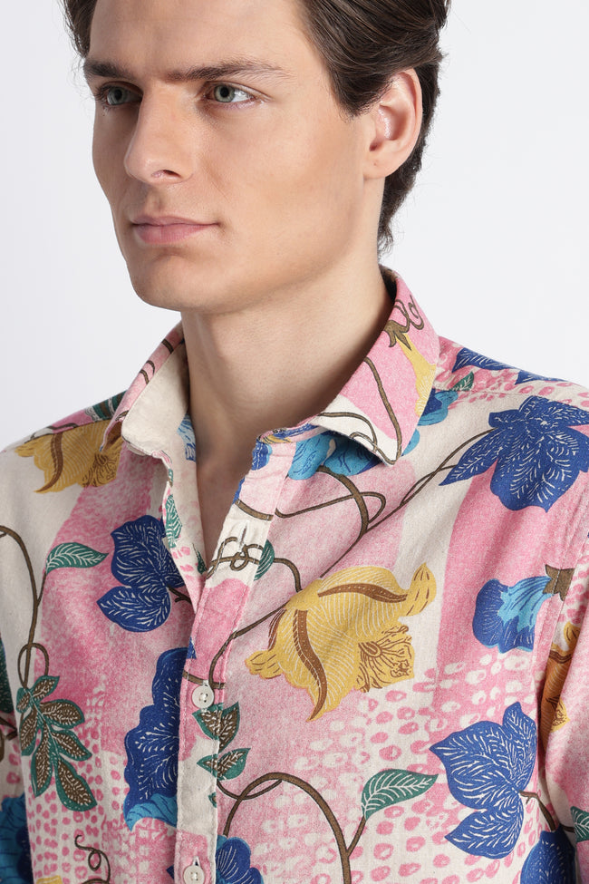 Men Abstract Block Print Shirt