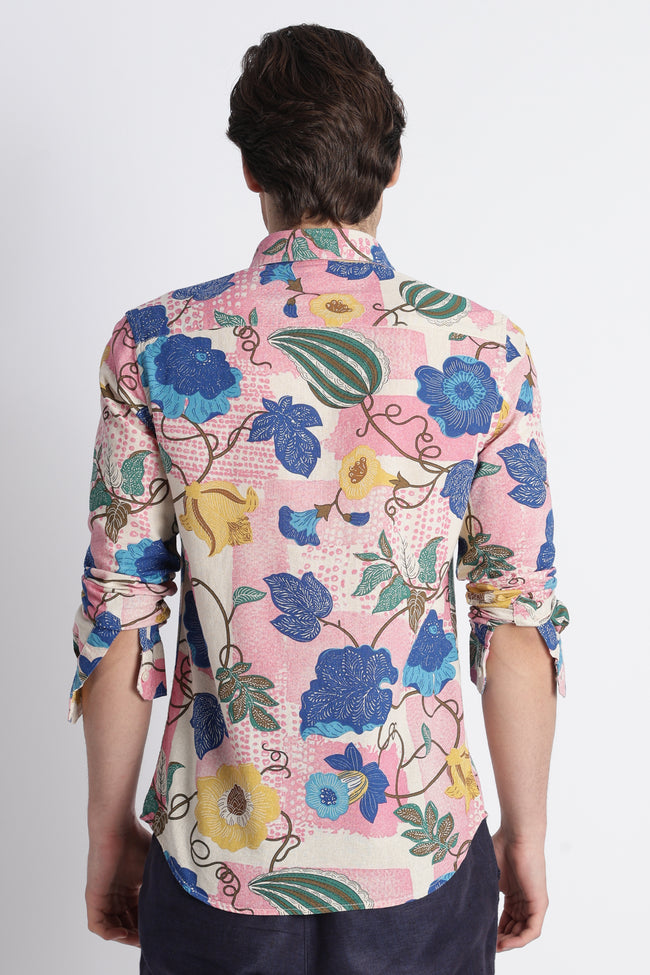 Men Abstract Block Print Shirt