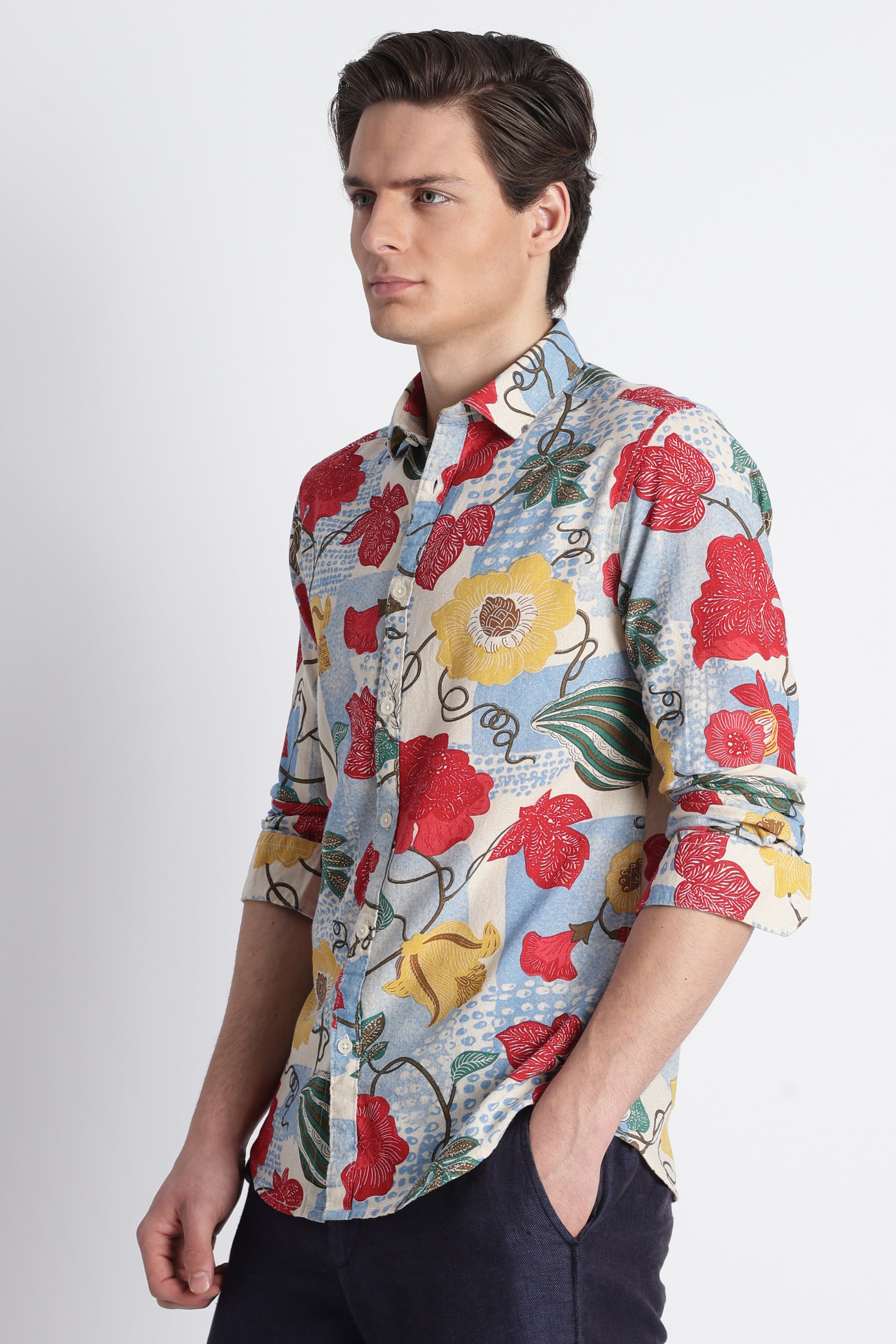 Men Abstract Block Print Shirt