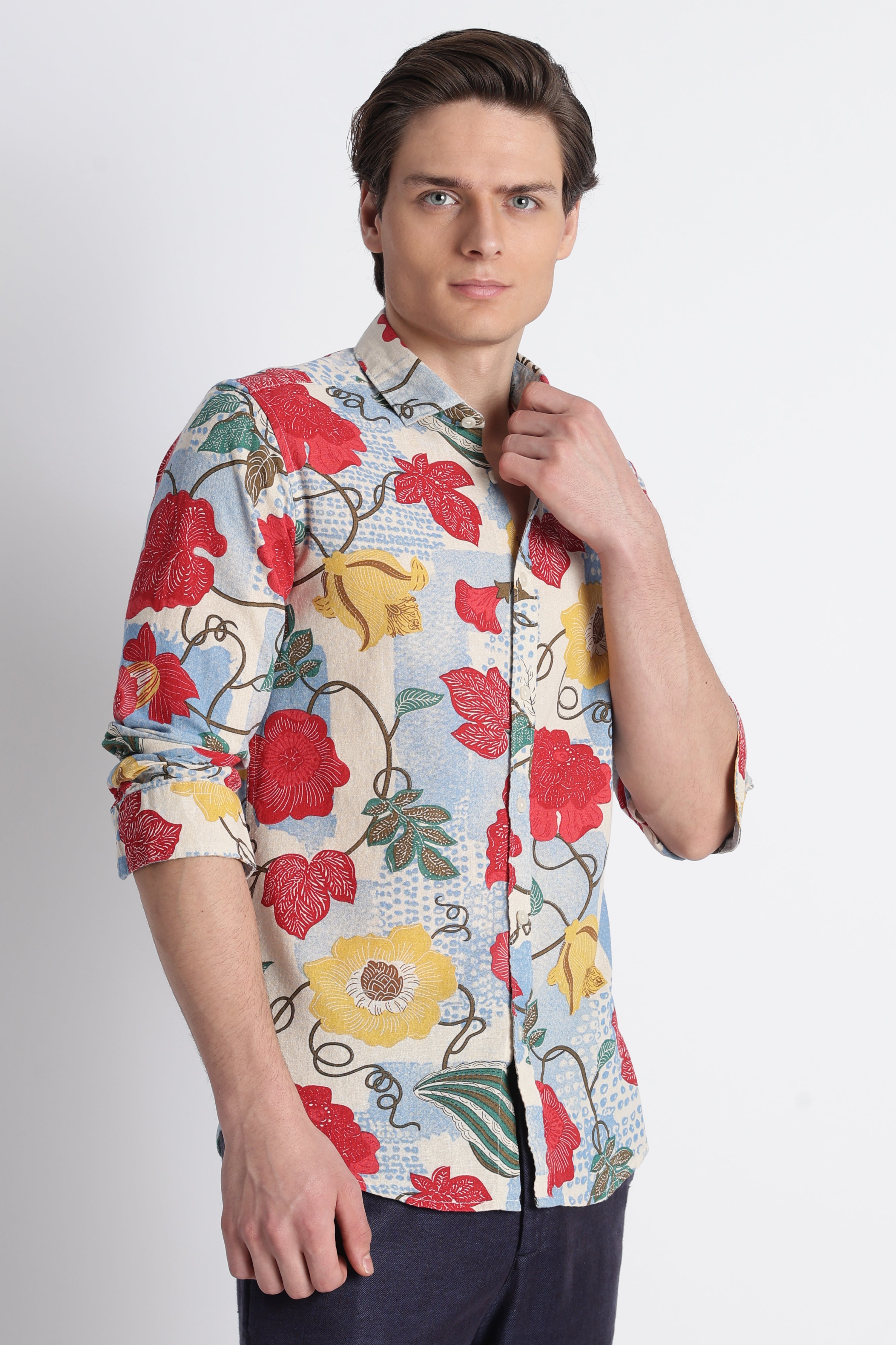 Men Abstract Block Print Shirt
