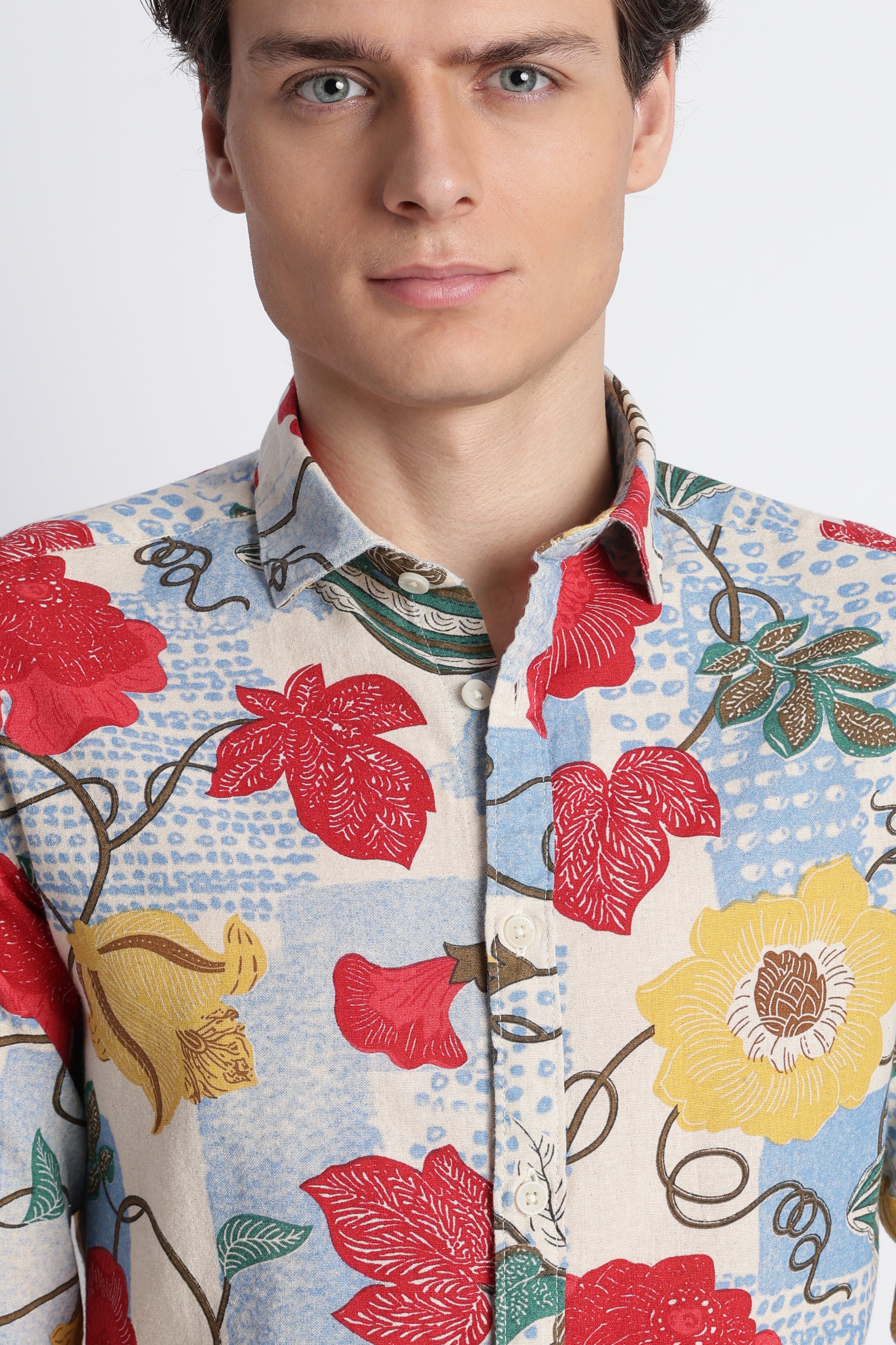 Men Abstract Block Print Shirt