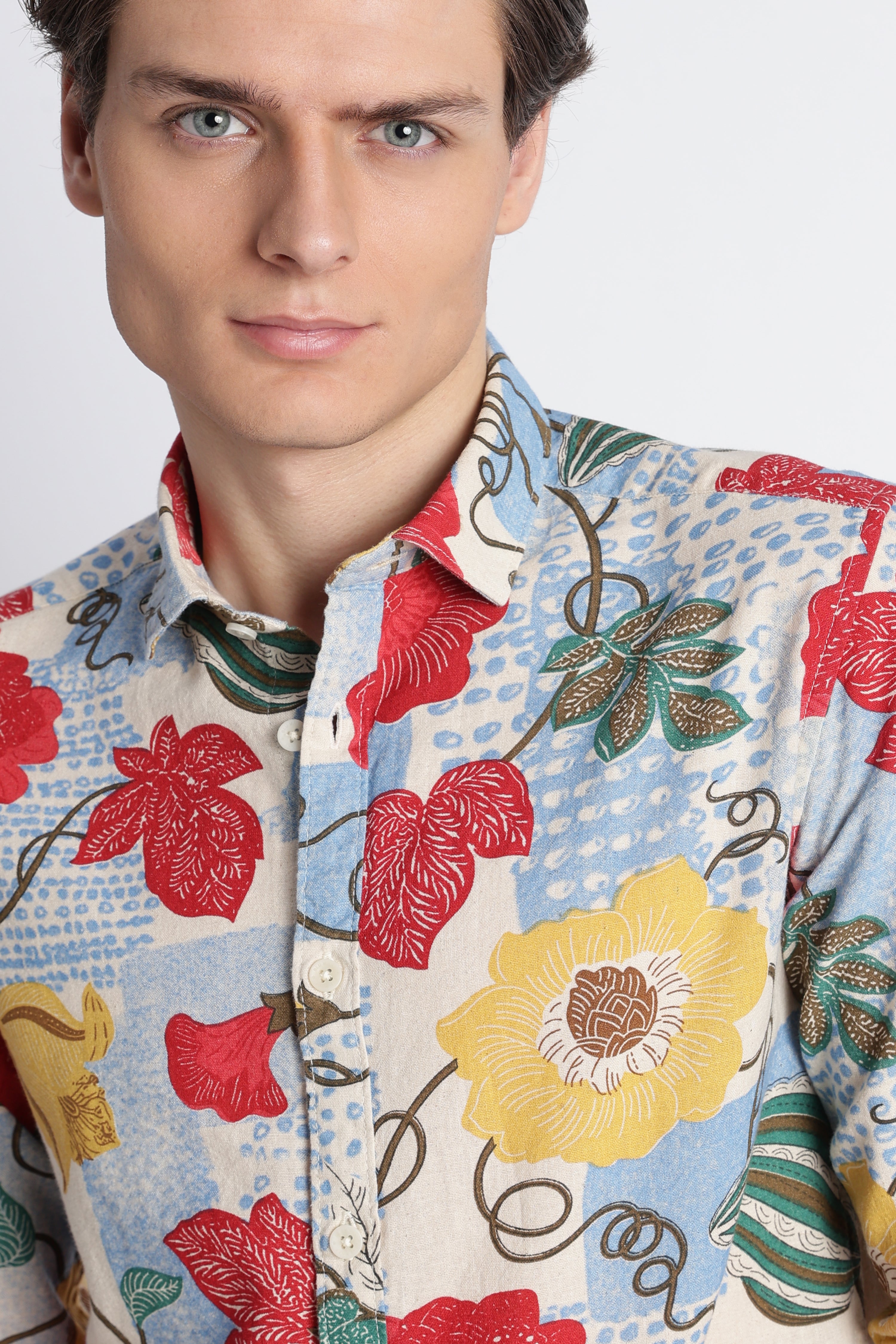 Men Abstract Block Print Shirt