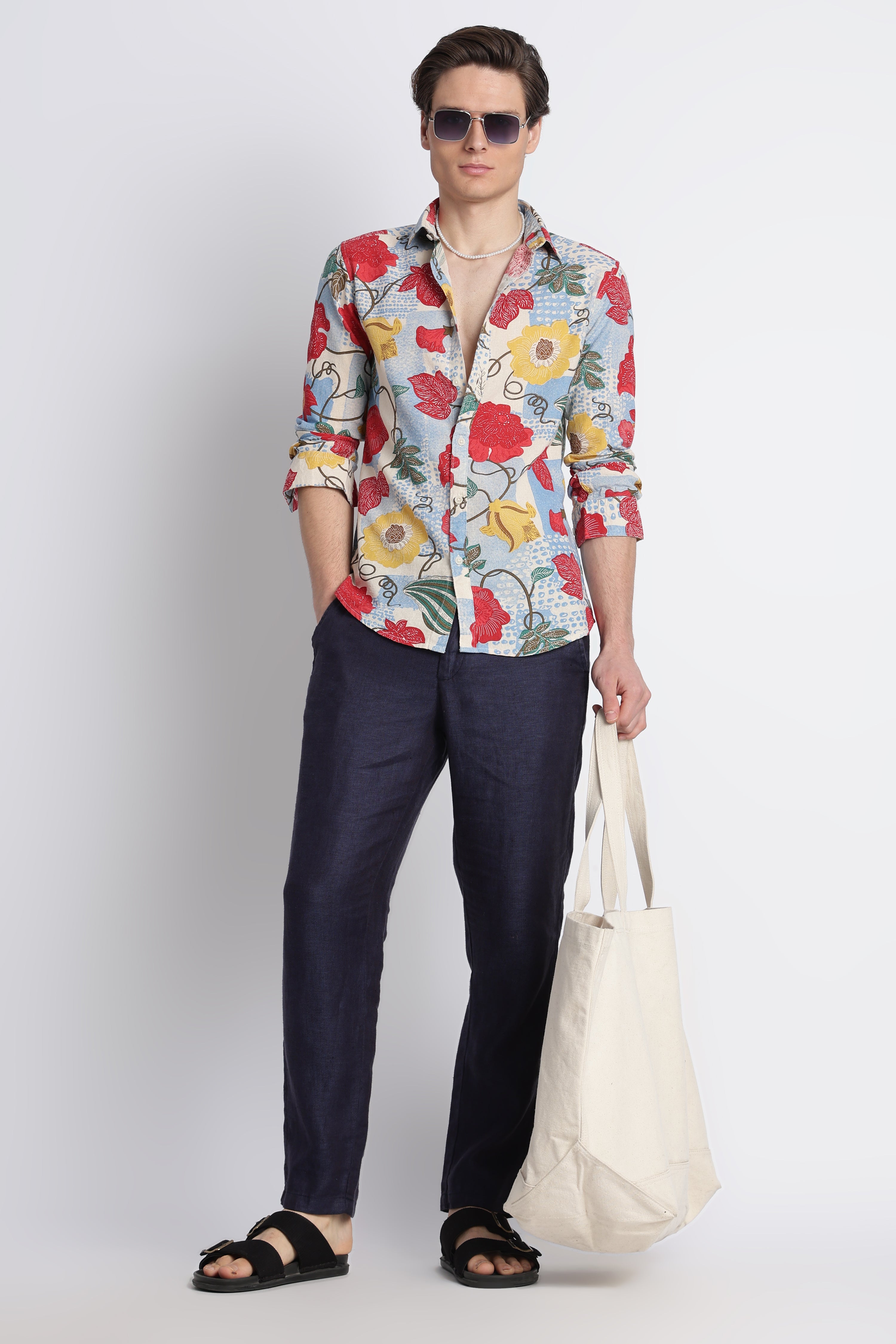 Men Abstract Block Print Shirt