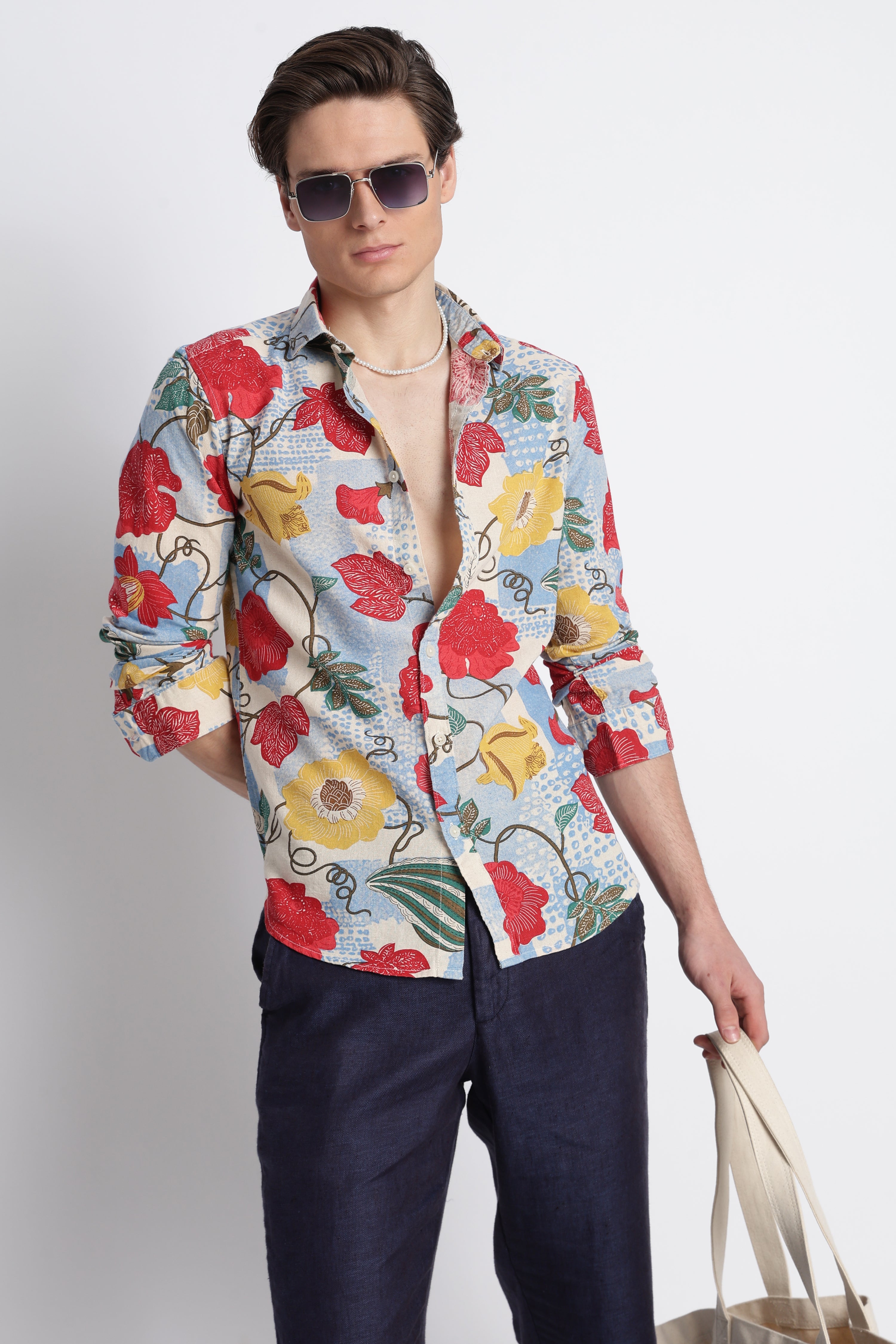 Men Abstract Block Print Shirt