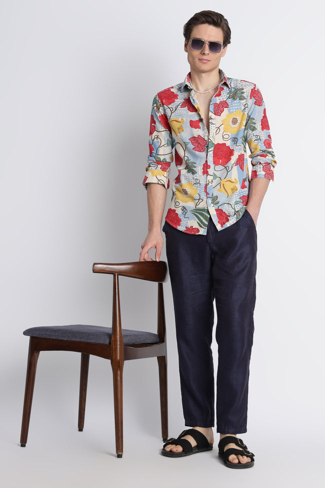 Men Abstract Block Print Shirt