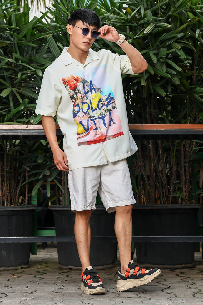 Men Yellow Relaxed Fit Resort Shirt