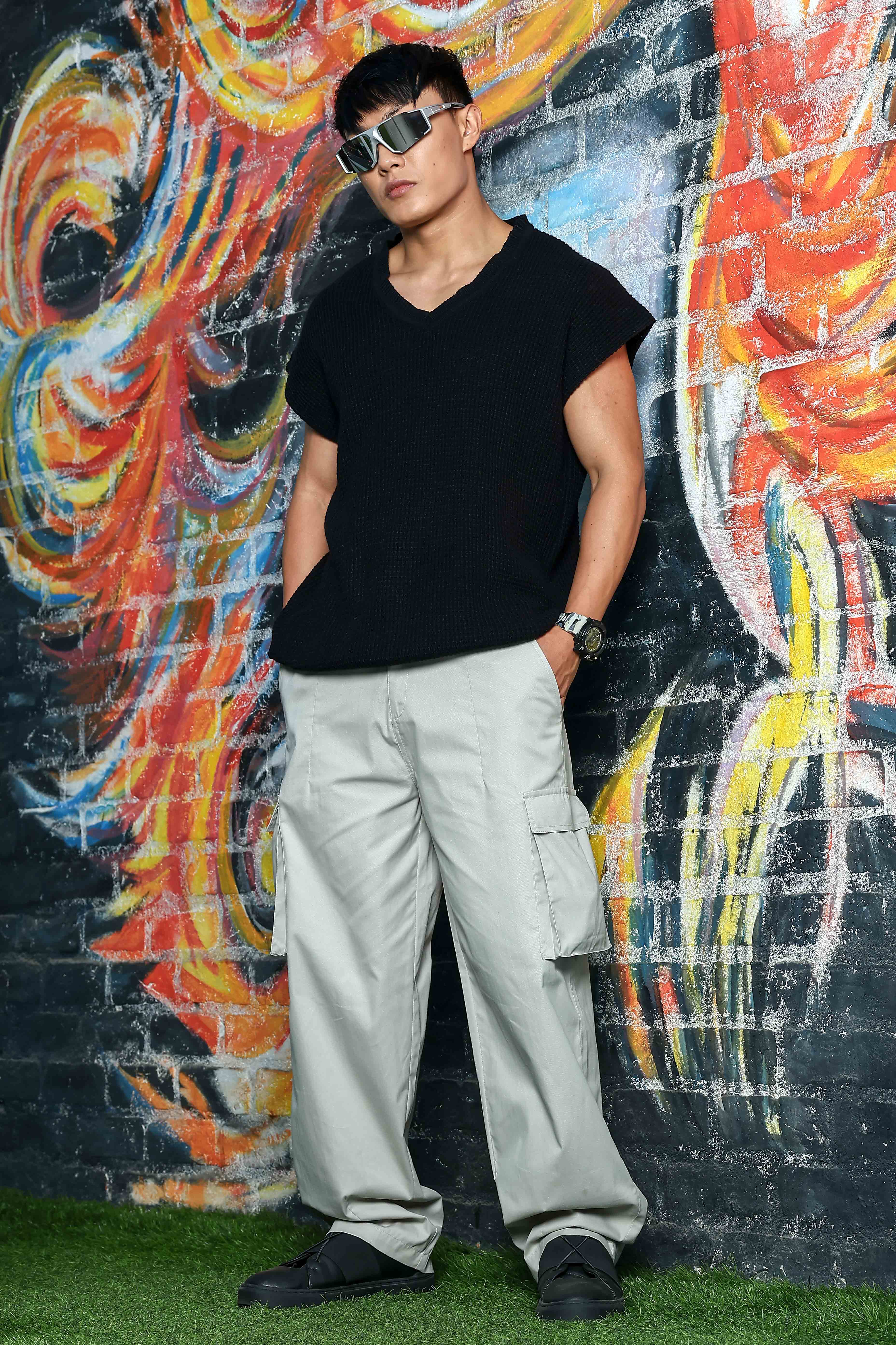 Unisex Grey Cargo Trousers