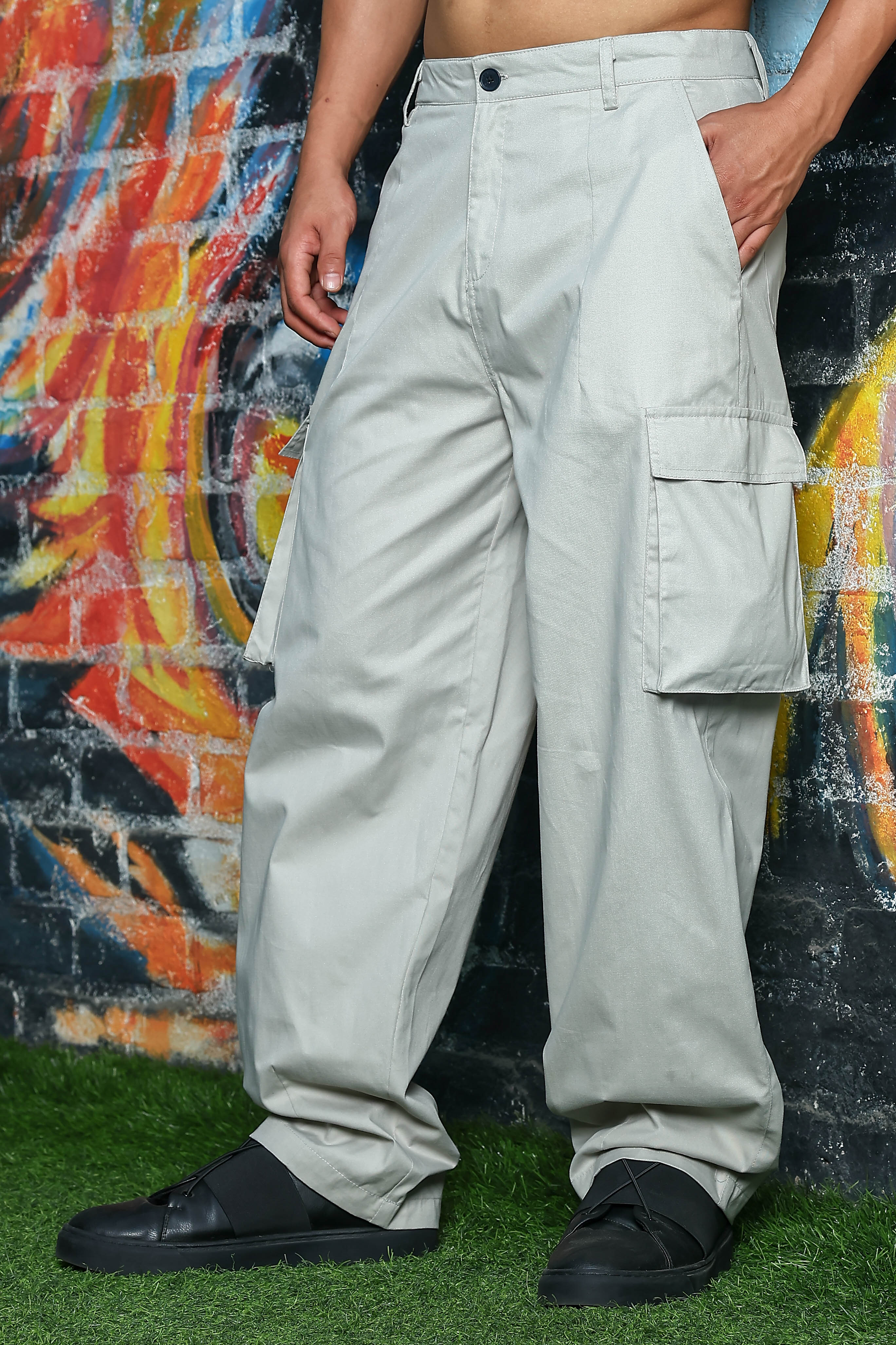 Unisex Grey Cargo Trousers