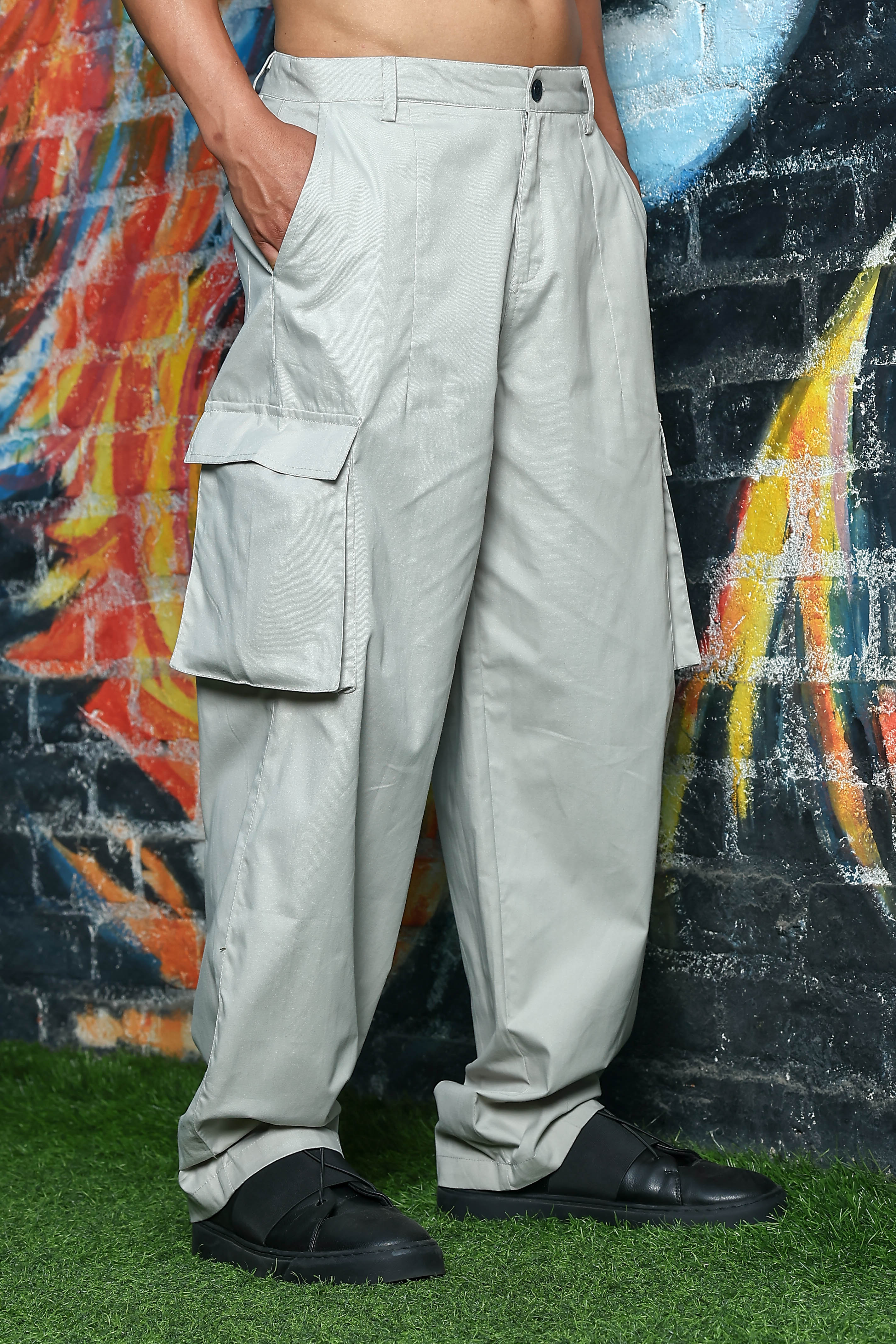 Unisex Grey Cargo Trousers