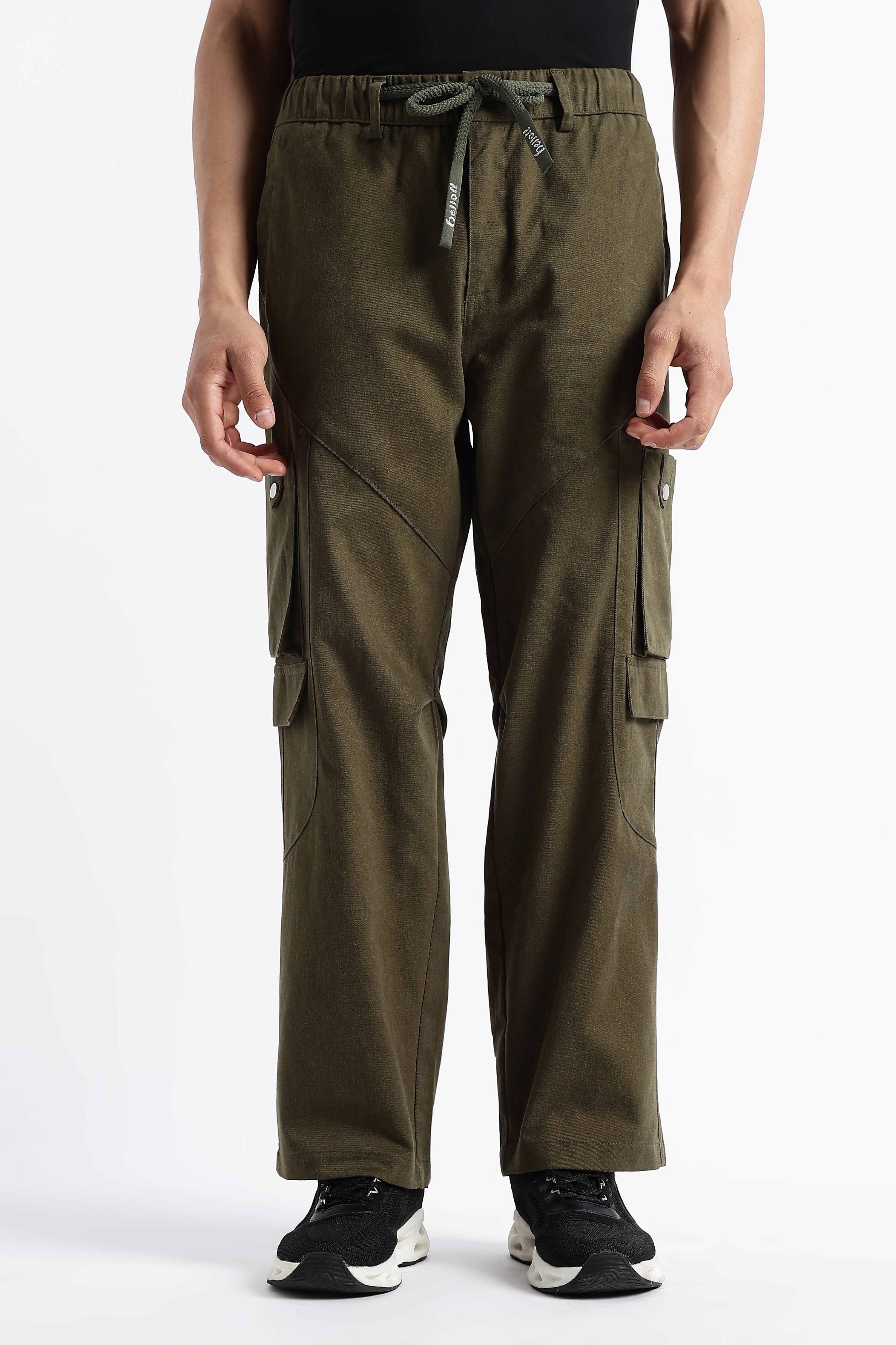 Men Drawstring Cargo Trousers