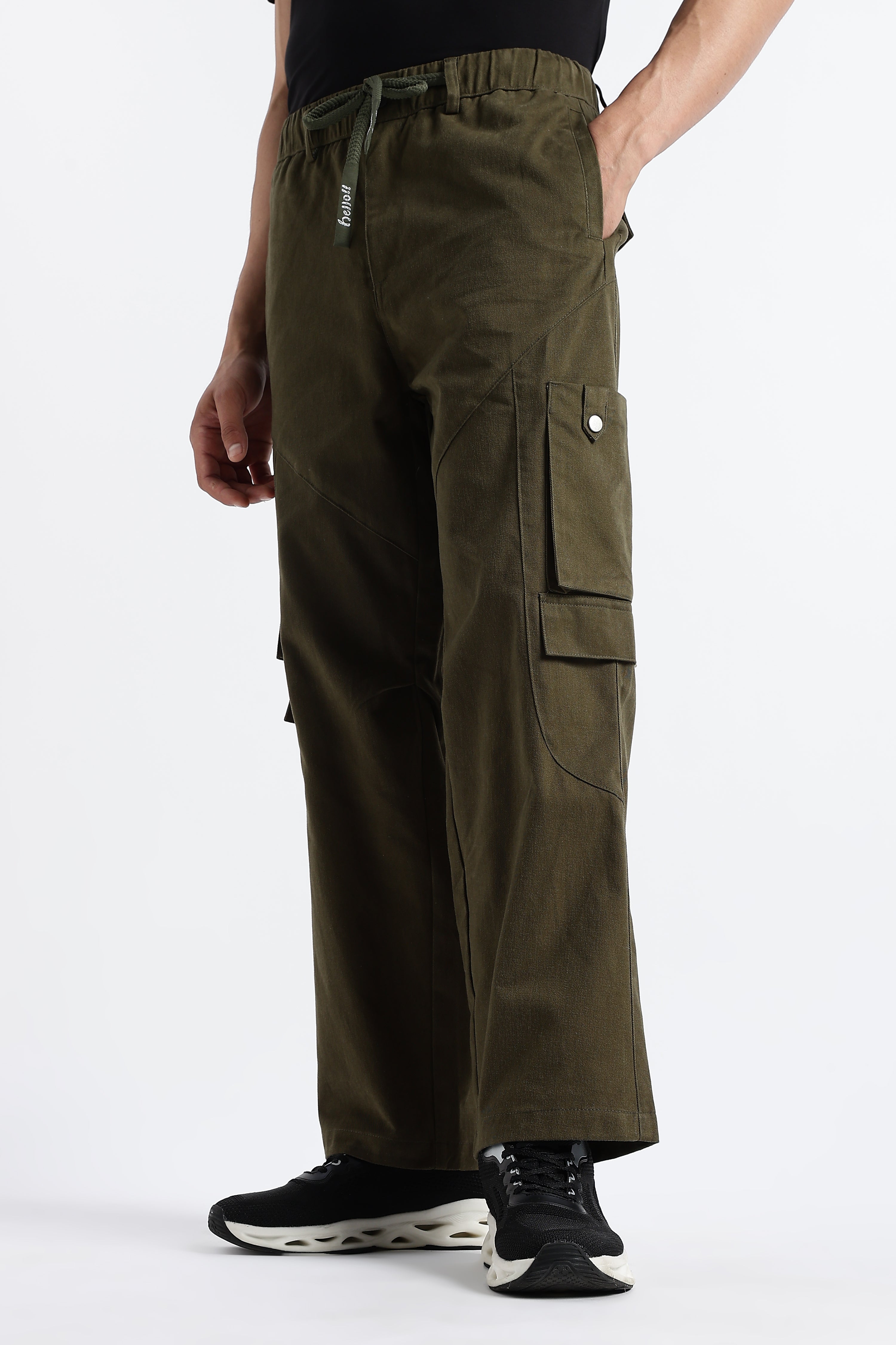 Men Drawstring Cargo Trousers