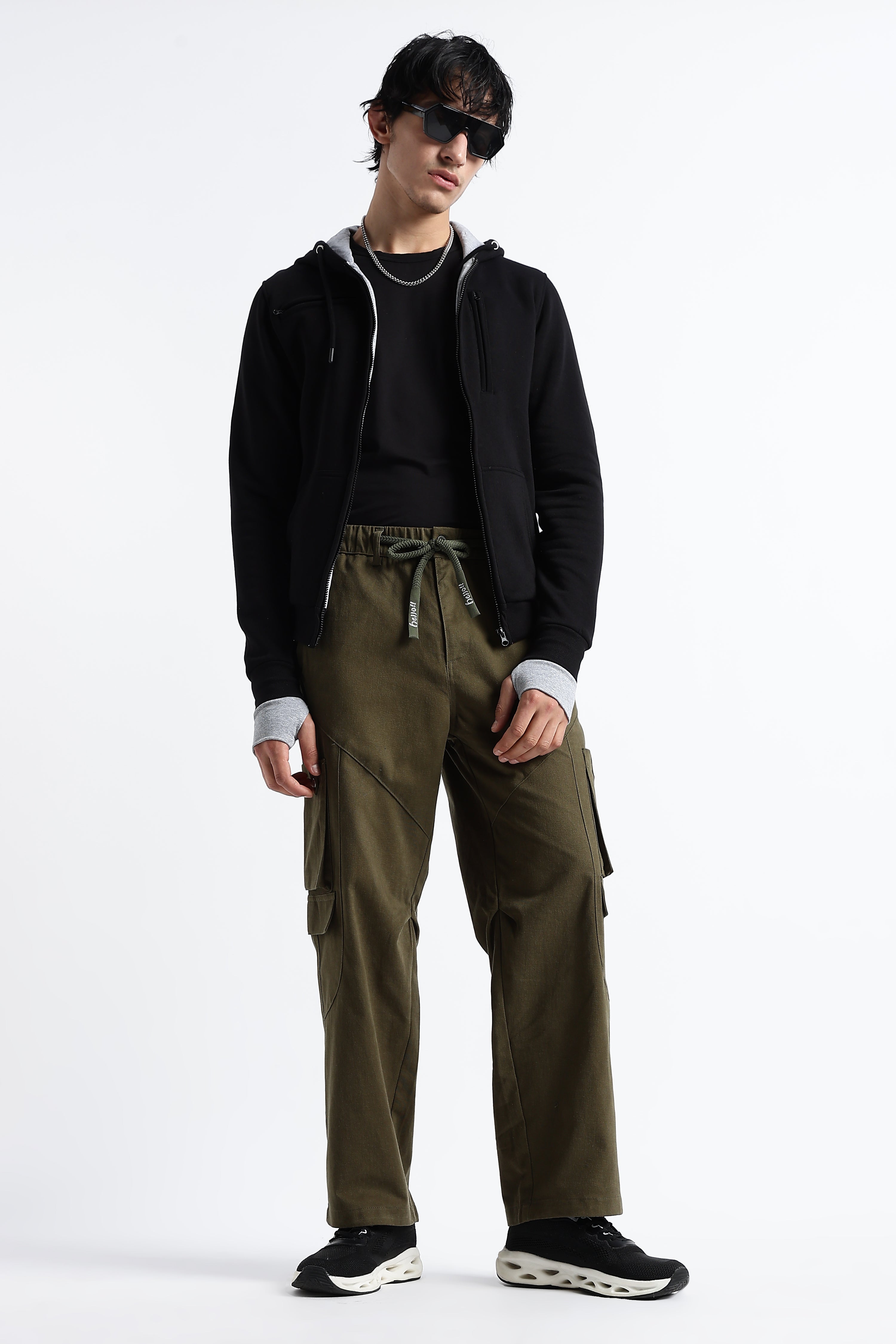 Men Drawstring Cargo Trousers