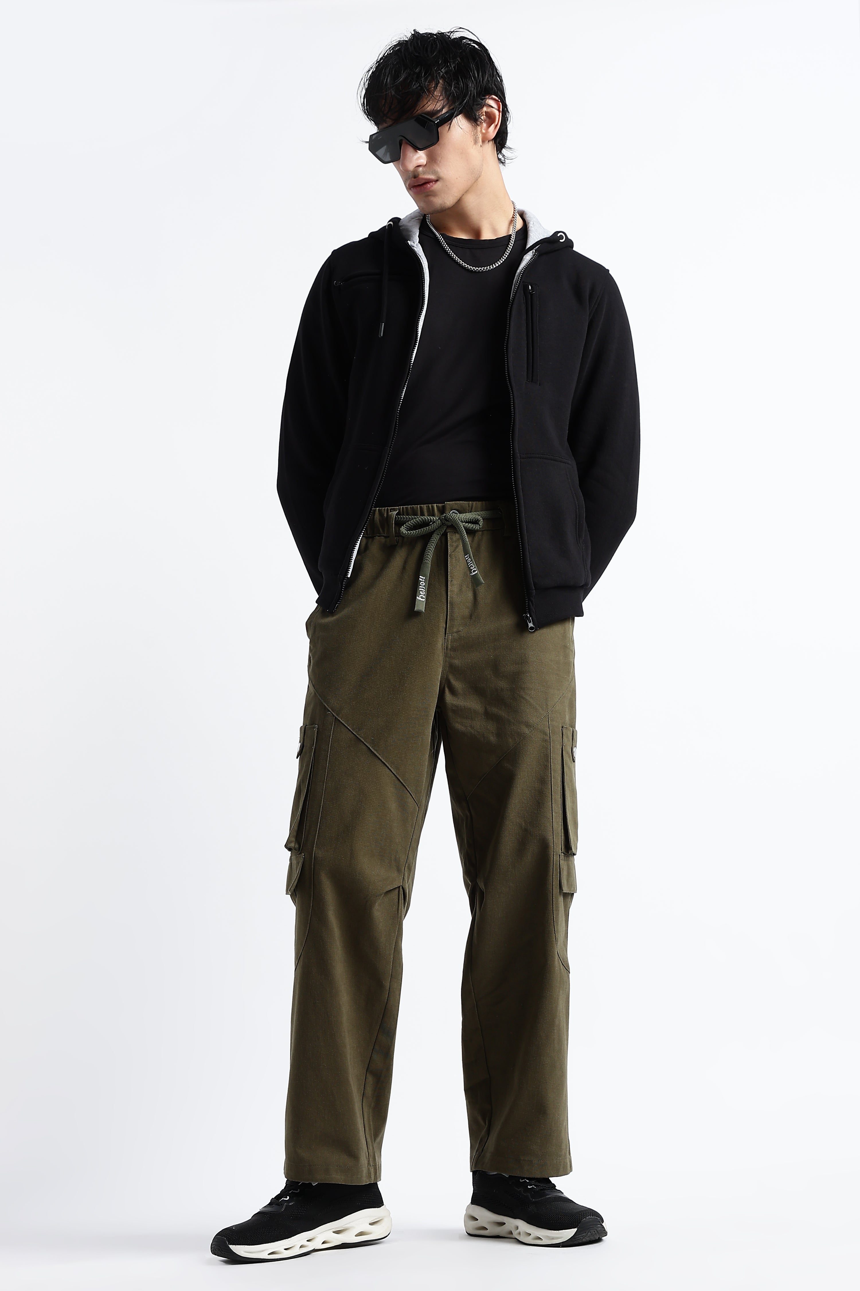 Men Drawstring Cargo Trousers