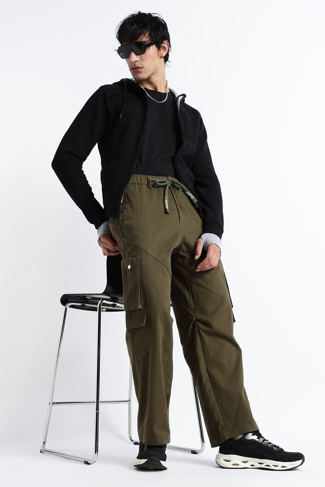 Men Drawstring Cargo Trousers