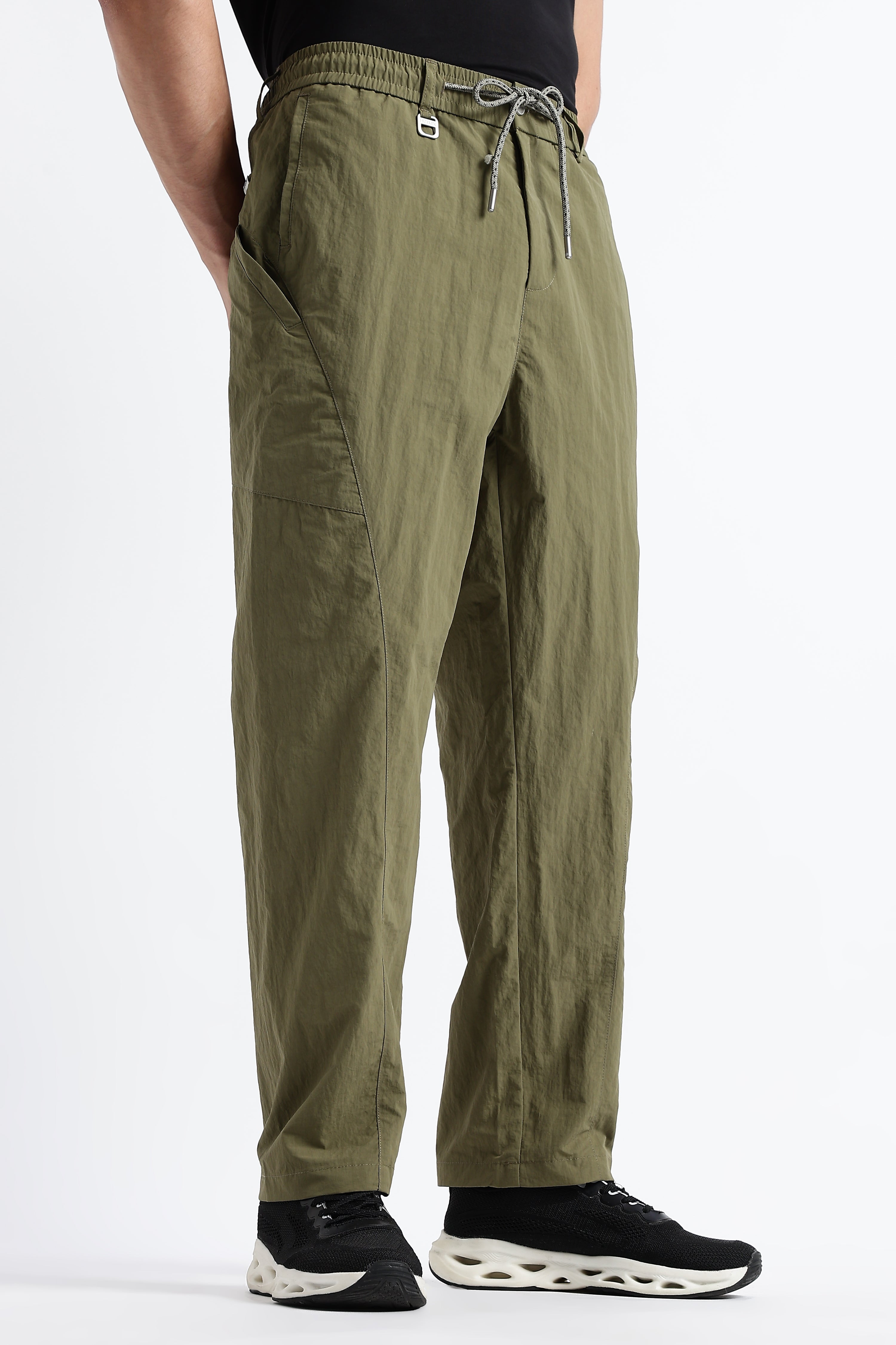 Men Streetwear Utility Drawcord Bottoms