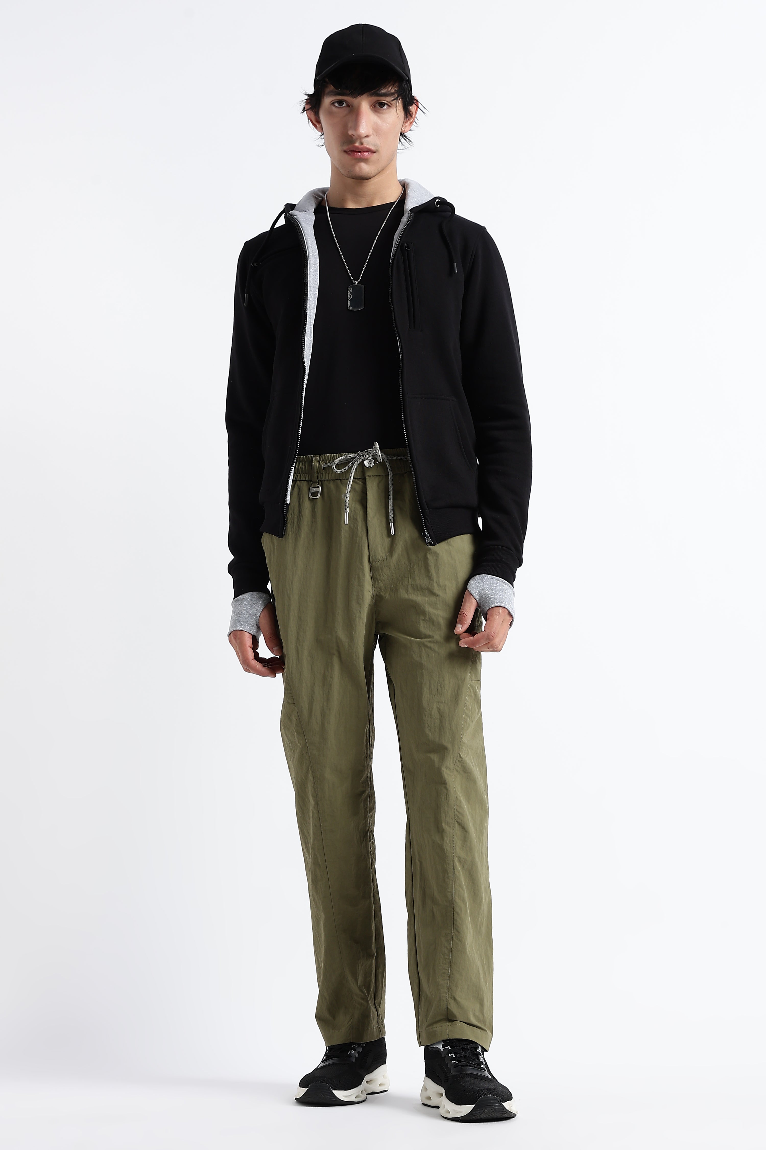 Men Streetwear Utility Drawcord Bottoms