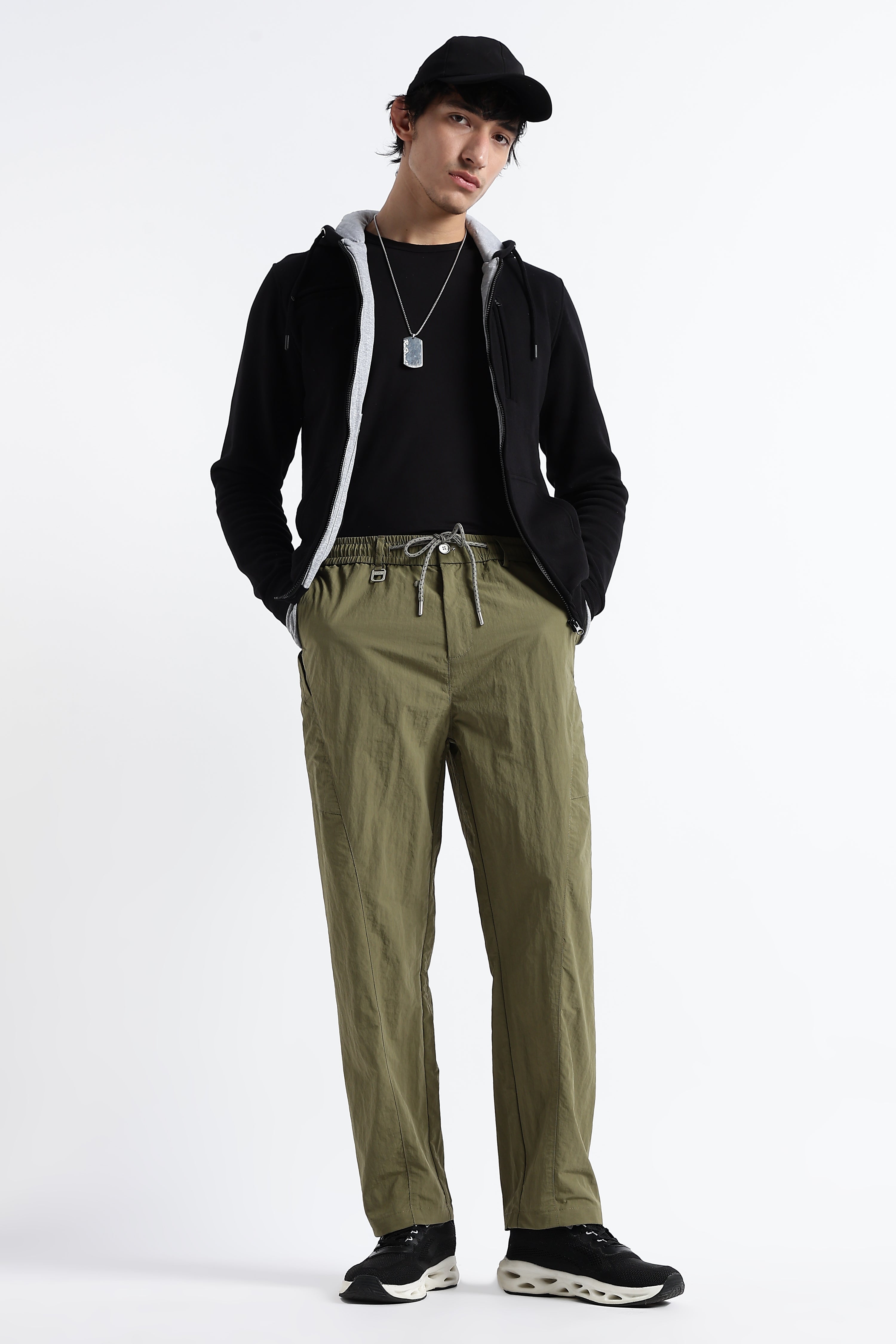 Men Streetwear Utility Drawcord Bottoms